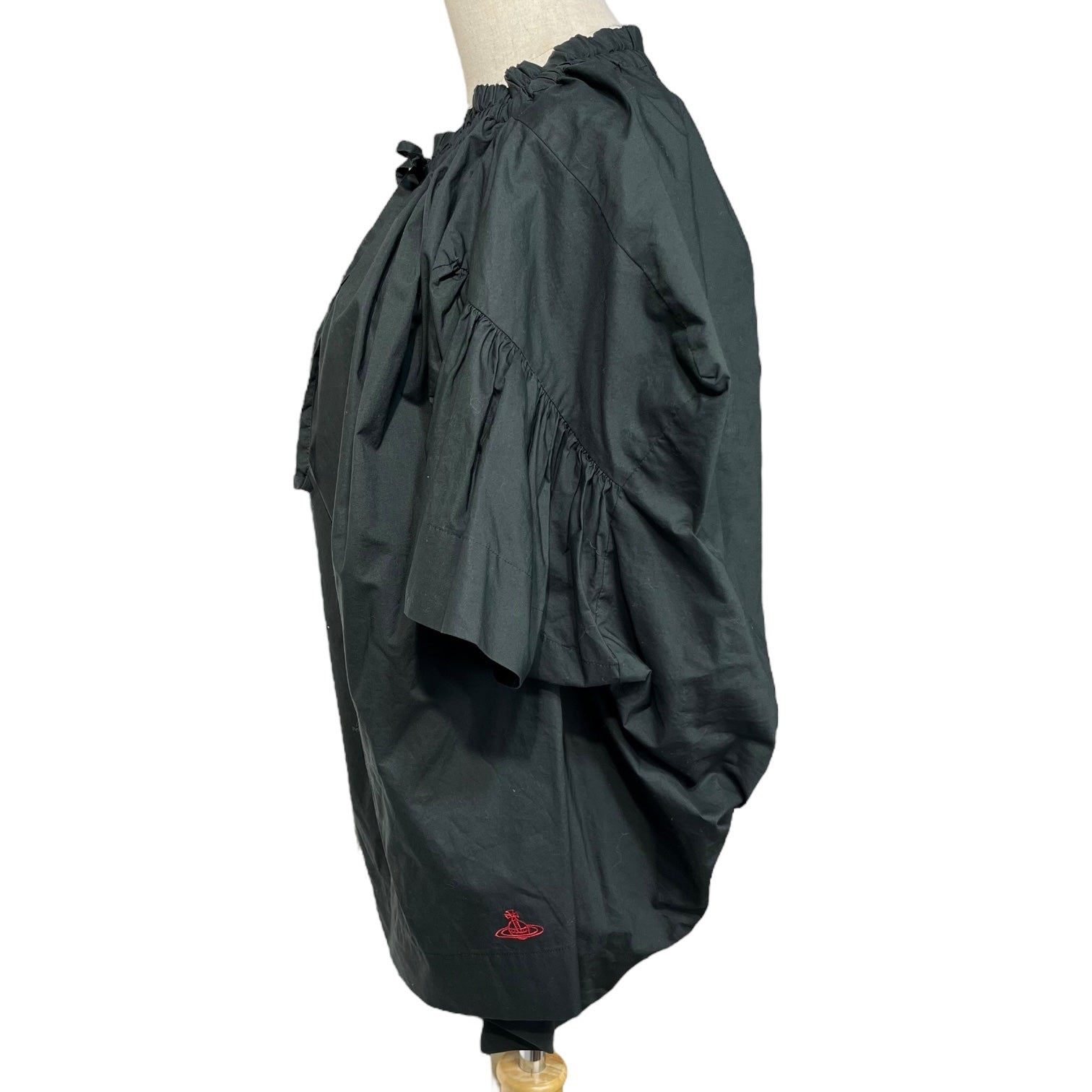 Vivienne Westwood RED LABEL(ヴィヴィアンウエストウッドレッドレーベル) 2WAY Orb Logo Embroidery Ruffle Sleeve Off Shoulder Blouse Skirt オーブ ロゴ 刺繍 フリル スリーブ オフショルダー ブラウス スカート 16--12-801022 00(FREE) ブラック