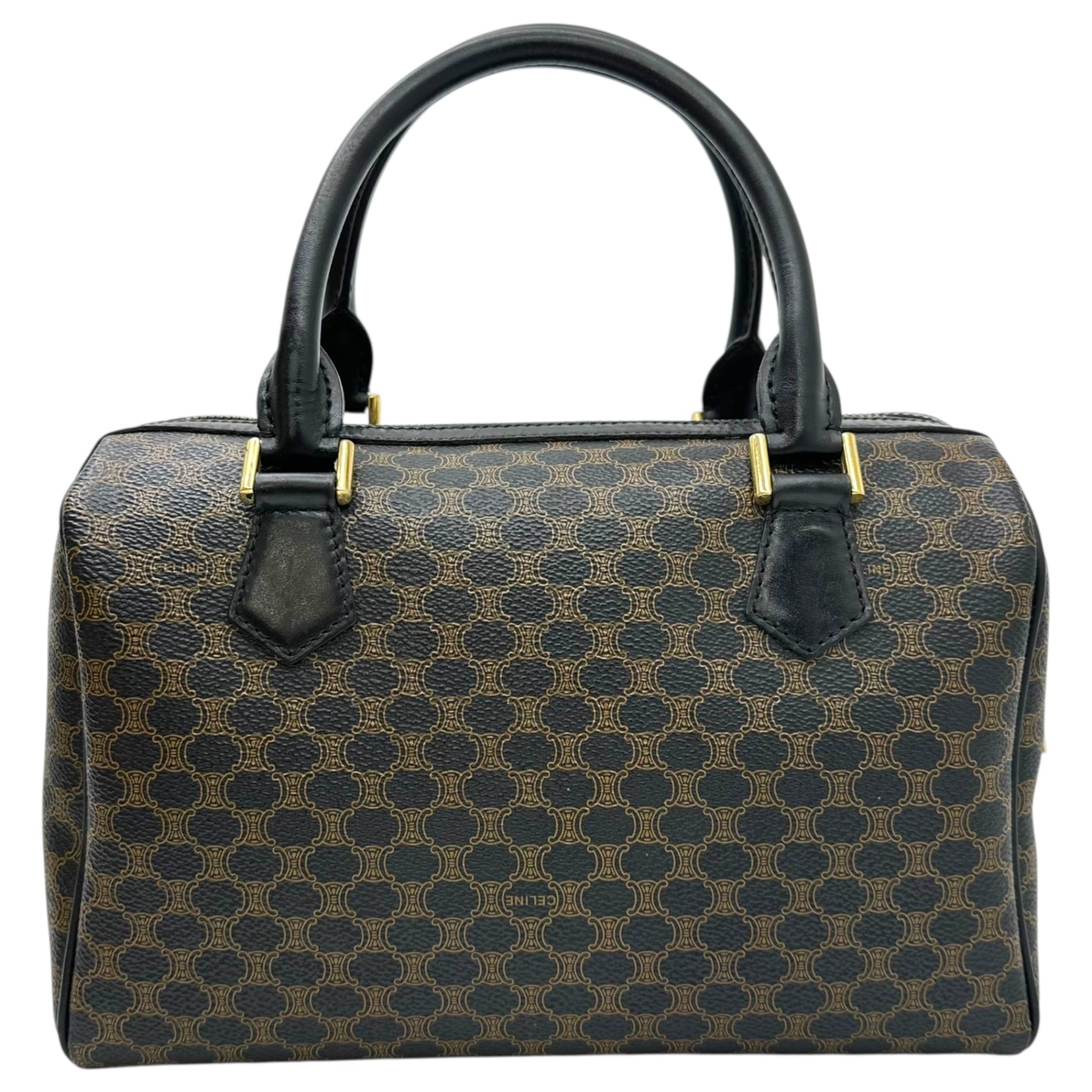 CELINE(セリーヌ) Macadam Pattern Mini Boston Bag マカダム柄 ミニ ボストン バッグ MC99/1 ブラック×ブラウン OLD オールド ハンド