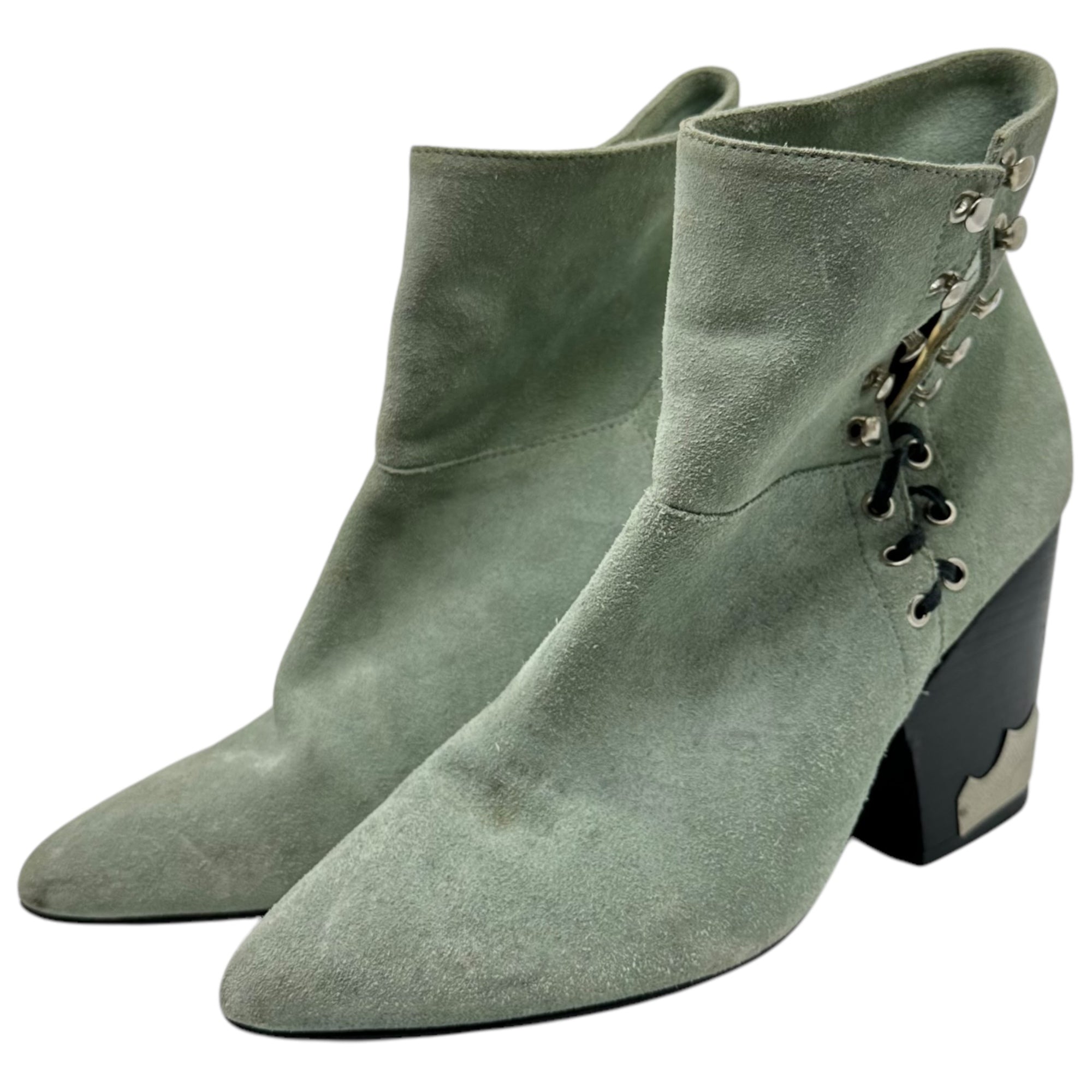 TOGA PULLA(トーガプルラ) western suede lace-up boots ウエスタン スウェード レザー レースアップ ブーツ 37(23.5cm) ミント グリーン ヒール