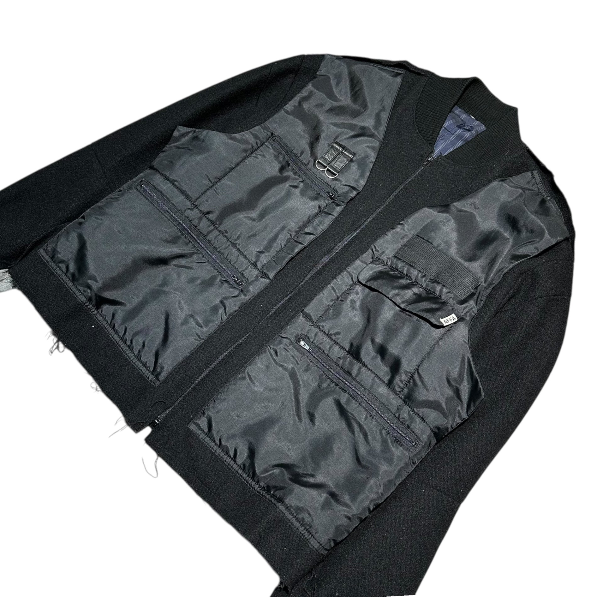 【SALE対象外】AFFA(エーエフエフエー) 90's Silk-Blend Felt Jacket 90年代 シルク切替 フェルト ジャケット FREE ブラック archive 稀少品