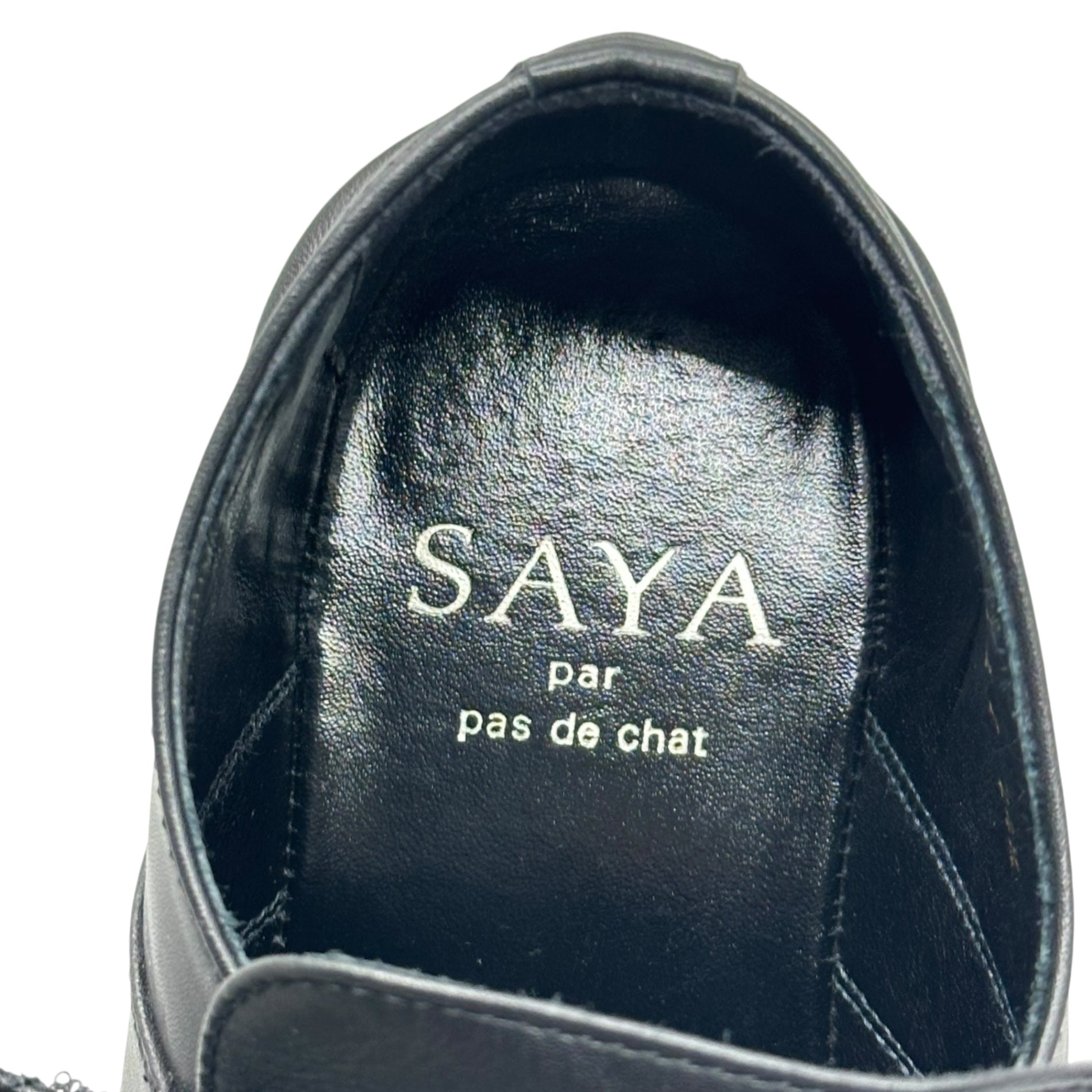SAYA(サヤ) Velcro Leather Square Toe Shoes ベルクロ レザー スクエアトゥ シューズ 5427 24.5cm ブラック 革靴 ローファー