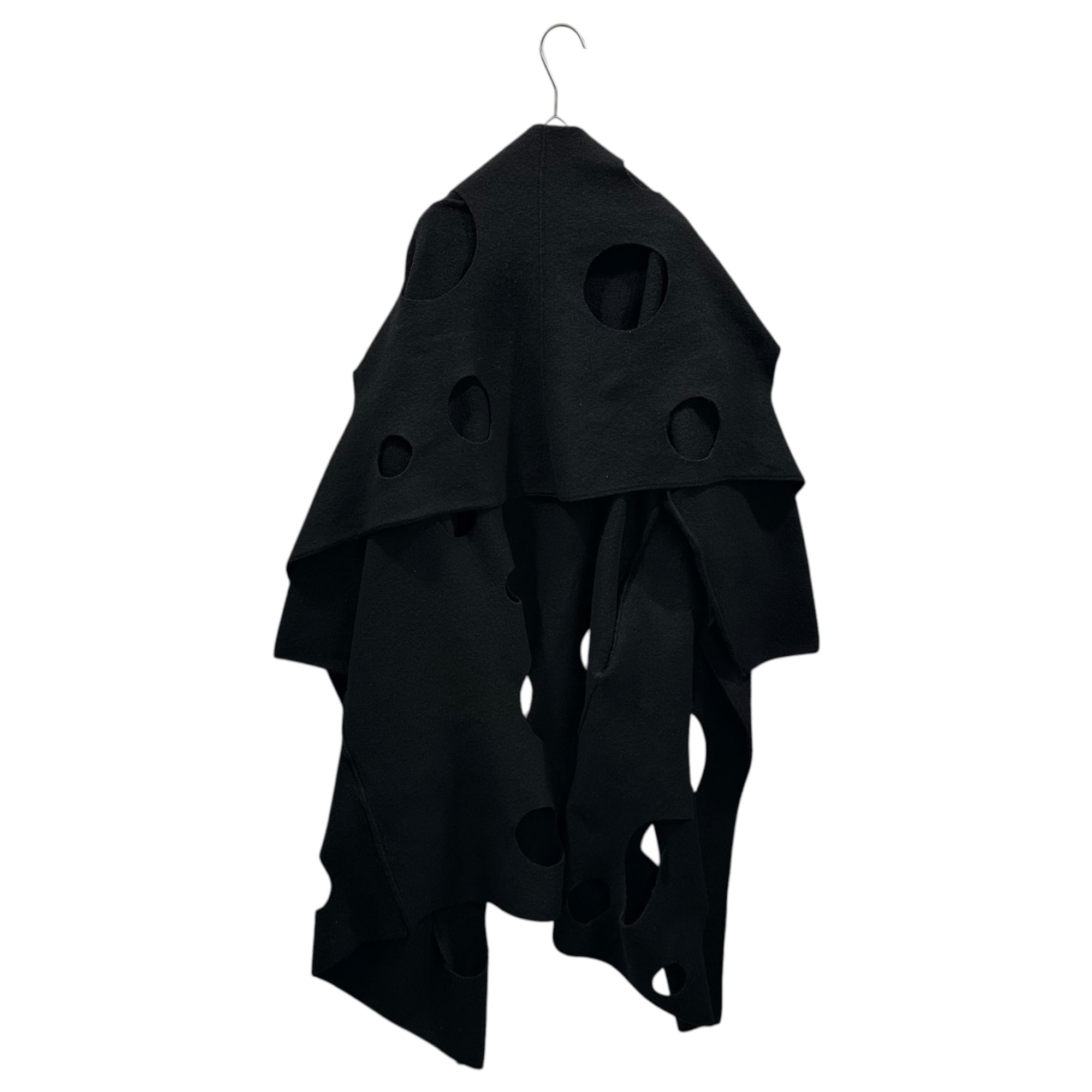 COMME des GARCONS(コムデギャルソン) 2002SS Cut-Out Wool Cape 穴あき ウール ケープ GE-N004 FREE ブラック AD2001 ガウン ジャケット コート ニット