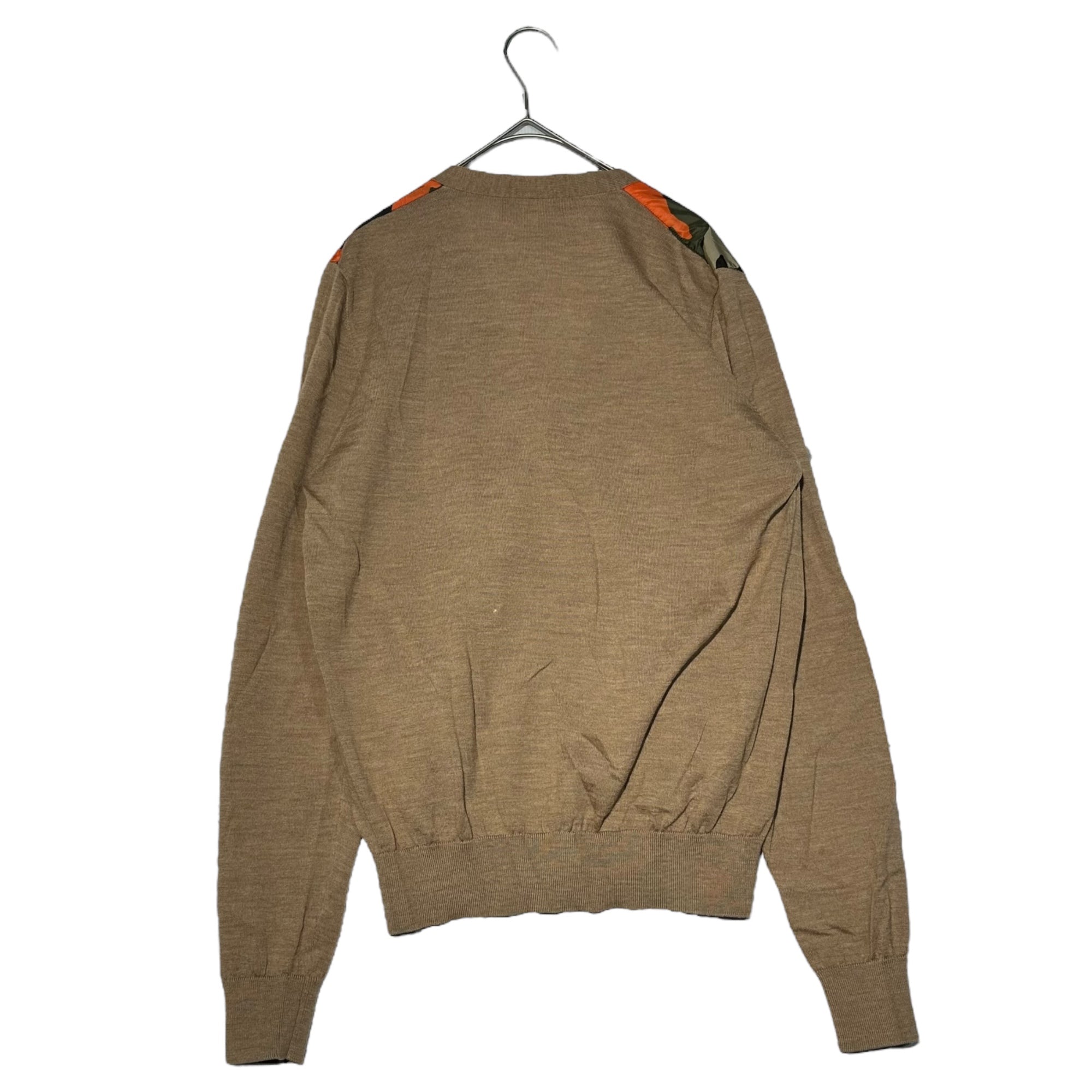 DSQUARED2(ディースクエアード) Camouflage Nylon-Blend Wool Knit Cardigan カモフラ ナイロン 切替 ウール ニット カーディガン S74HA0494 S カーキ×オレンジ×ベージュ