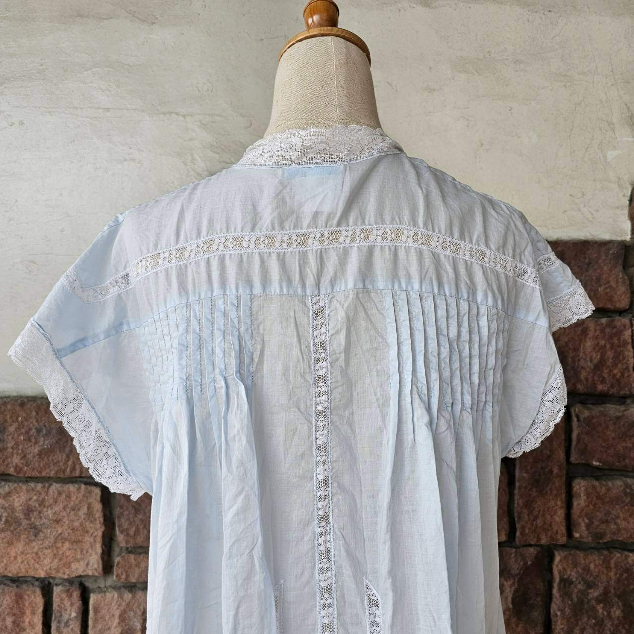 VINTAGE(ヴィンテージ) 80's lace decorative gown dress レース装飾 ガウン ワンピース SIZE 12 ライトブルー EURO VINTAGE