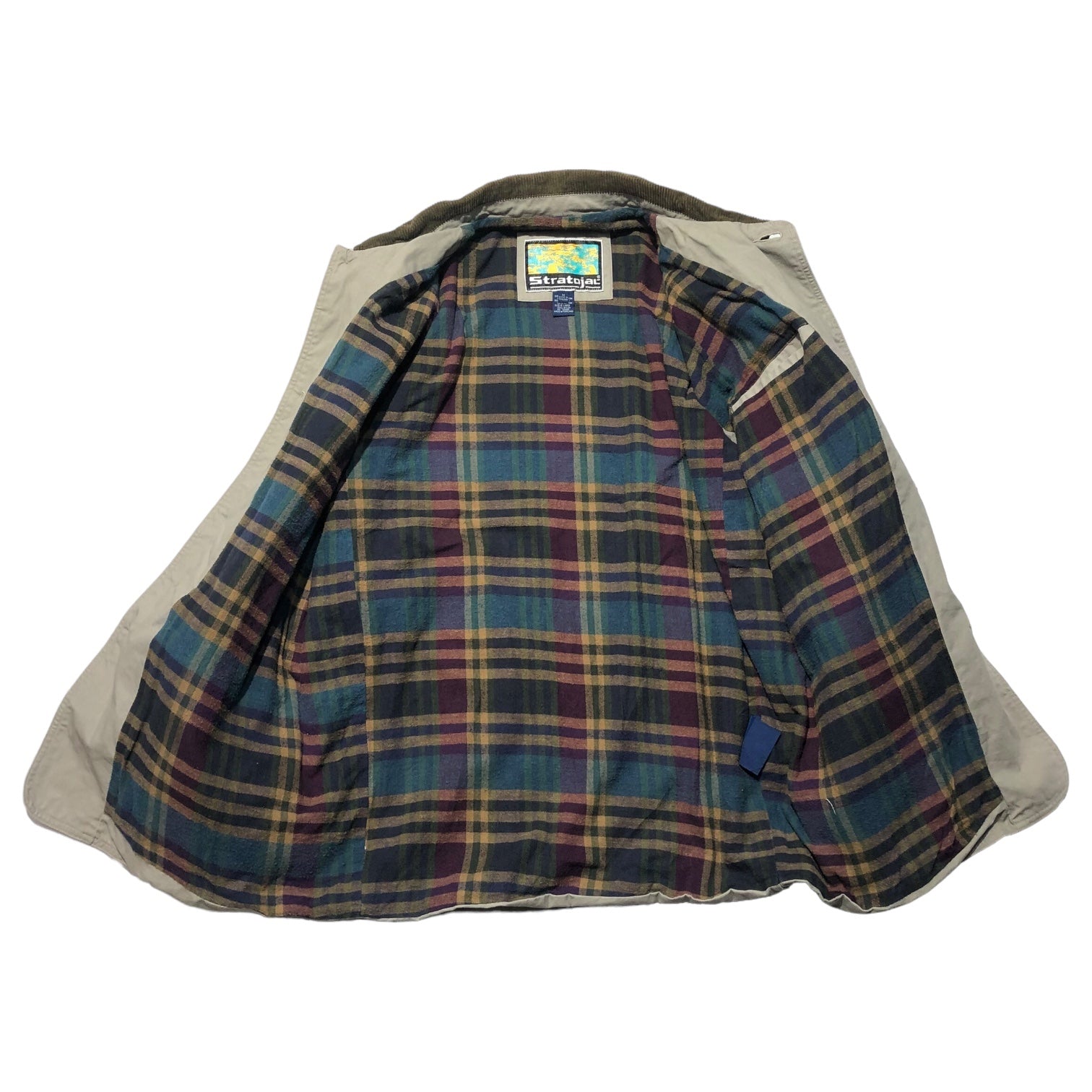 Stratojac(ストラトジャック) 90's collar corduroy work jacket coverall 襟コーデュロイ ワークジャケット カバーオール 90年代 M ベージュ×ブラウン