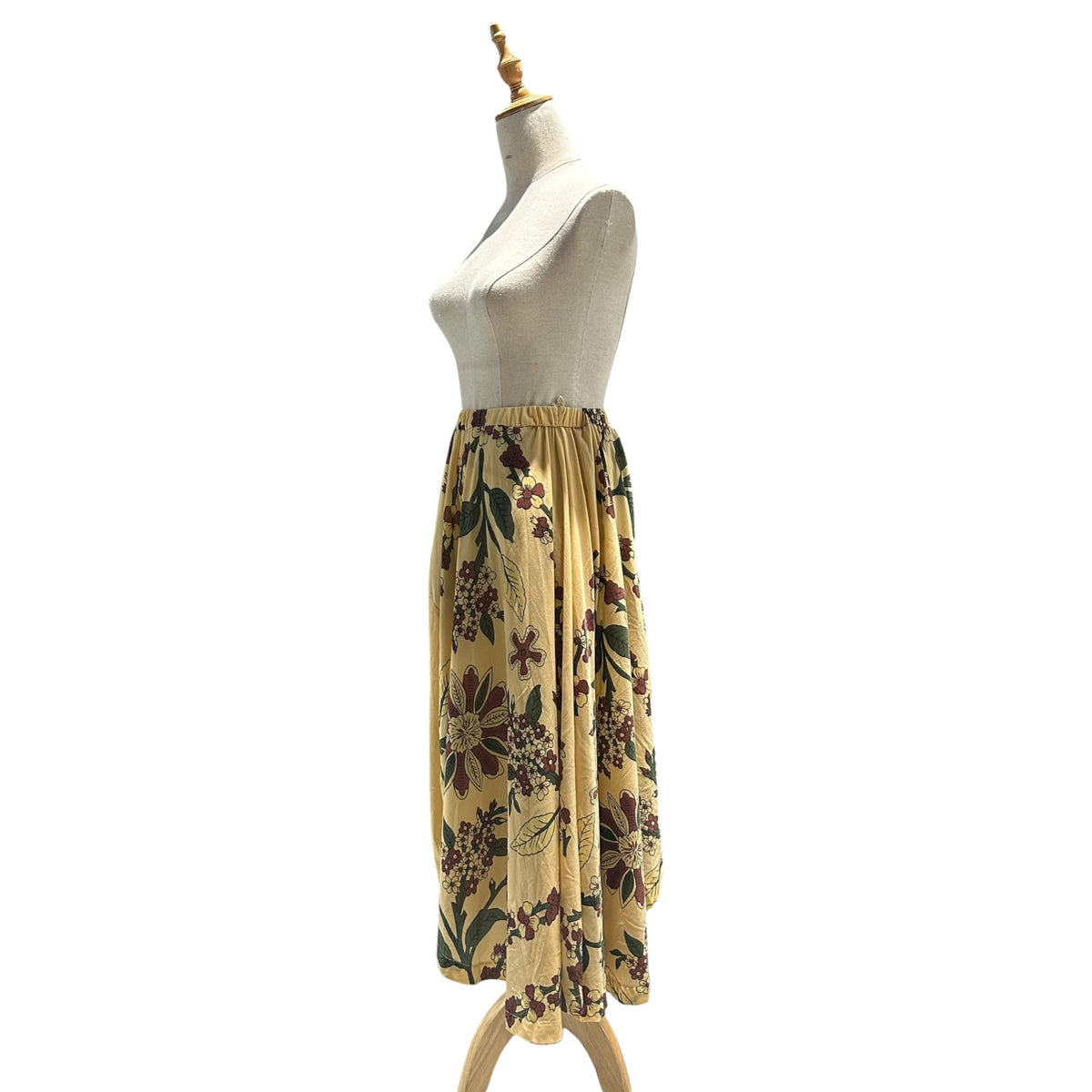 COMME des GARCONS(コムデギャルソン) 1991AW Floral-Print Nylon Asymmetrical Skirt フラワー プリント ナイロン 変形 スカート GS-11051S S イエロー×グリーン AD1991 90s アーカイブ