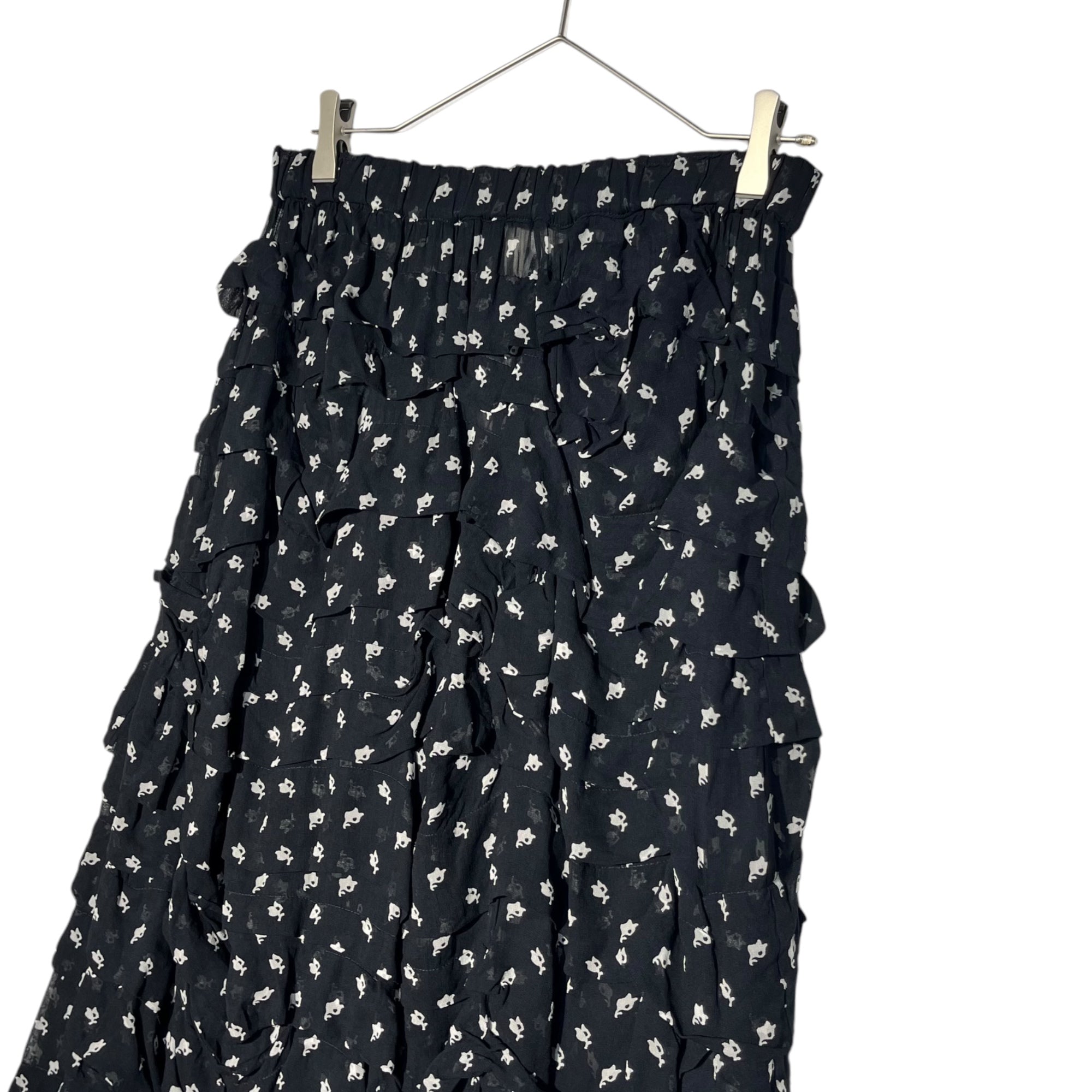 COMME des GARCONS COMME des GARCONS(コムデギャルソンコムデギャルソン) 14SS Elastic waist allover pattern tiered skirt ウエストゴム 総柄 ティアード スカート RM-S016 M ブラック×ホワイト AD2013
