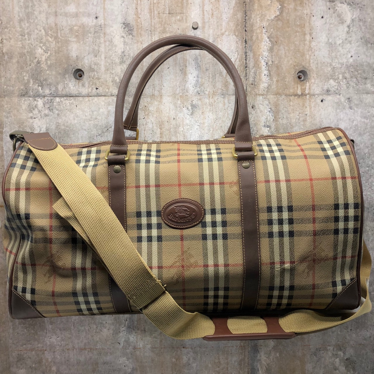 Burberrys(バーバリーズ) ロゴノヴァチェックボストンバッグ/旅行鞄/ショルダーストラップ付 ベージュ×ブラウン