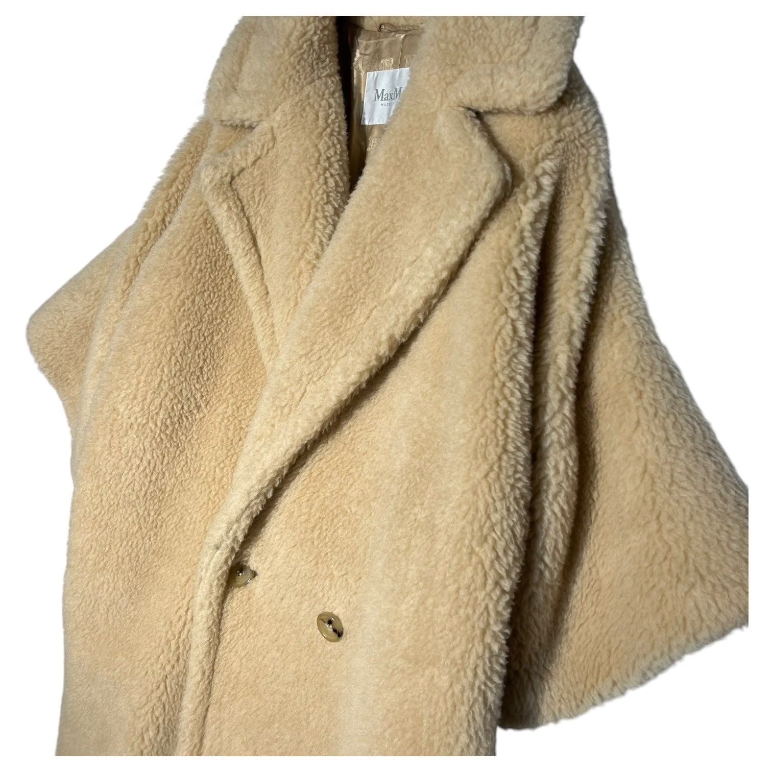 MAX MARA(マックスマーラ) キャメルxウールxシルク テディベア コート PRIMO 23101104316 42(L程度) ベージュ ロング コート ボア チェスター