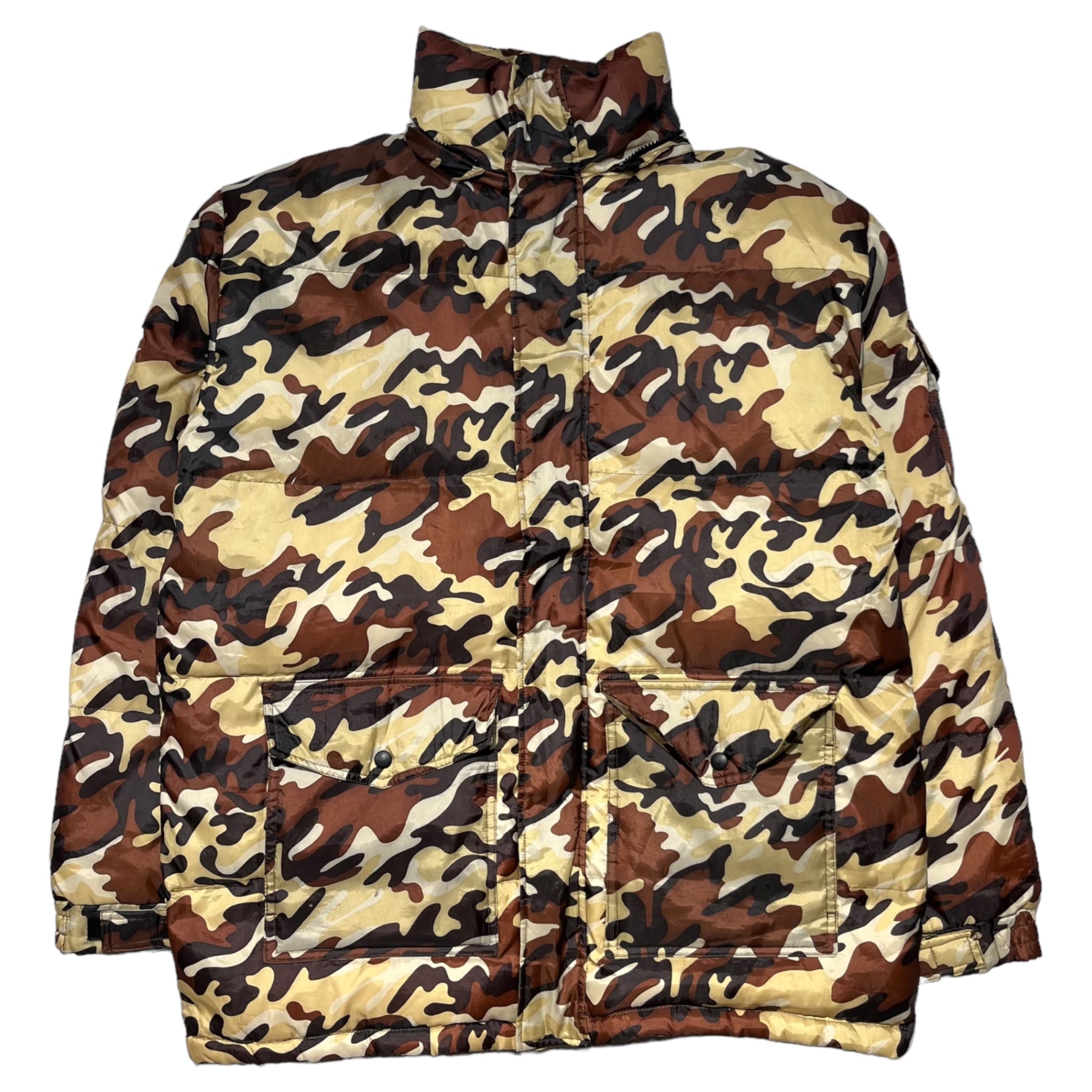 AMERICA&FIRST(アメリカ&ファースト) camouflage down jacket カモフラ ダウン ジャケット M ベージュ×ブラック