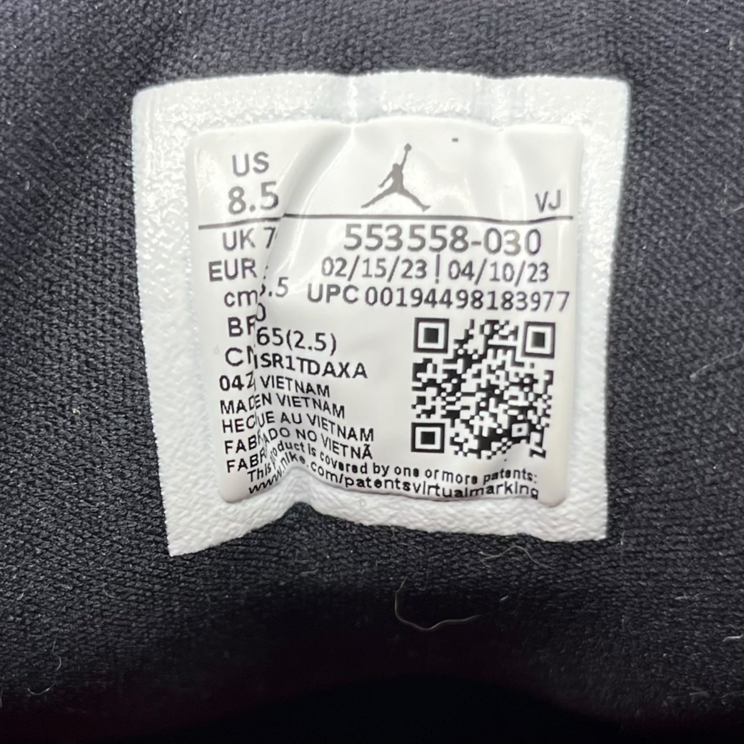 NIKE(ナイキ) AIR JORDAN 1 LOW "LIGHT SMOKE GREY" エアジョーダン1 ロー 553558-030 26.5cm ホワイト×グレー ローカット スニーカー