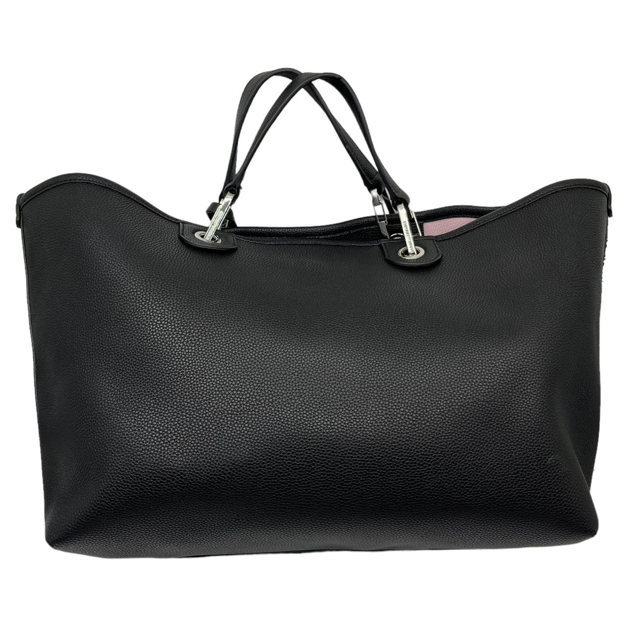 EMPORIO ARMANI(エンポリオアルマーニ) 2WAY トートバッグ エコレザー A4収納 ショルダー ストラップ ブラック 補修跡有