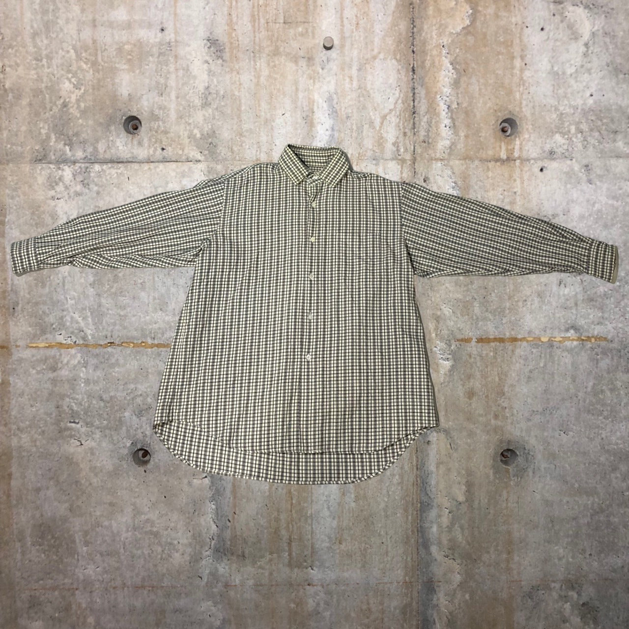 COMME des GARCONS HOMME PLUS(コムデギャルソンオムプリュス) 80's wide silhouette wool check shirt/ワイドシルエットウールチェックシャツ/80年代/ヴィンテージ PB-050010 SIZE FREE ホワイト×ブラック 本人期