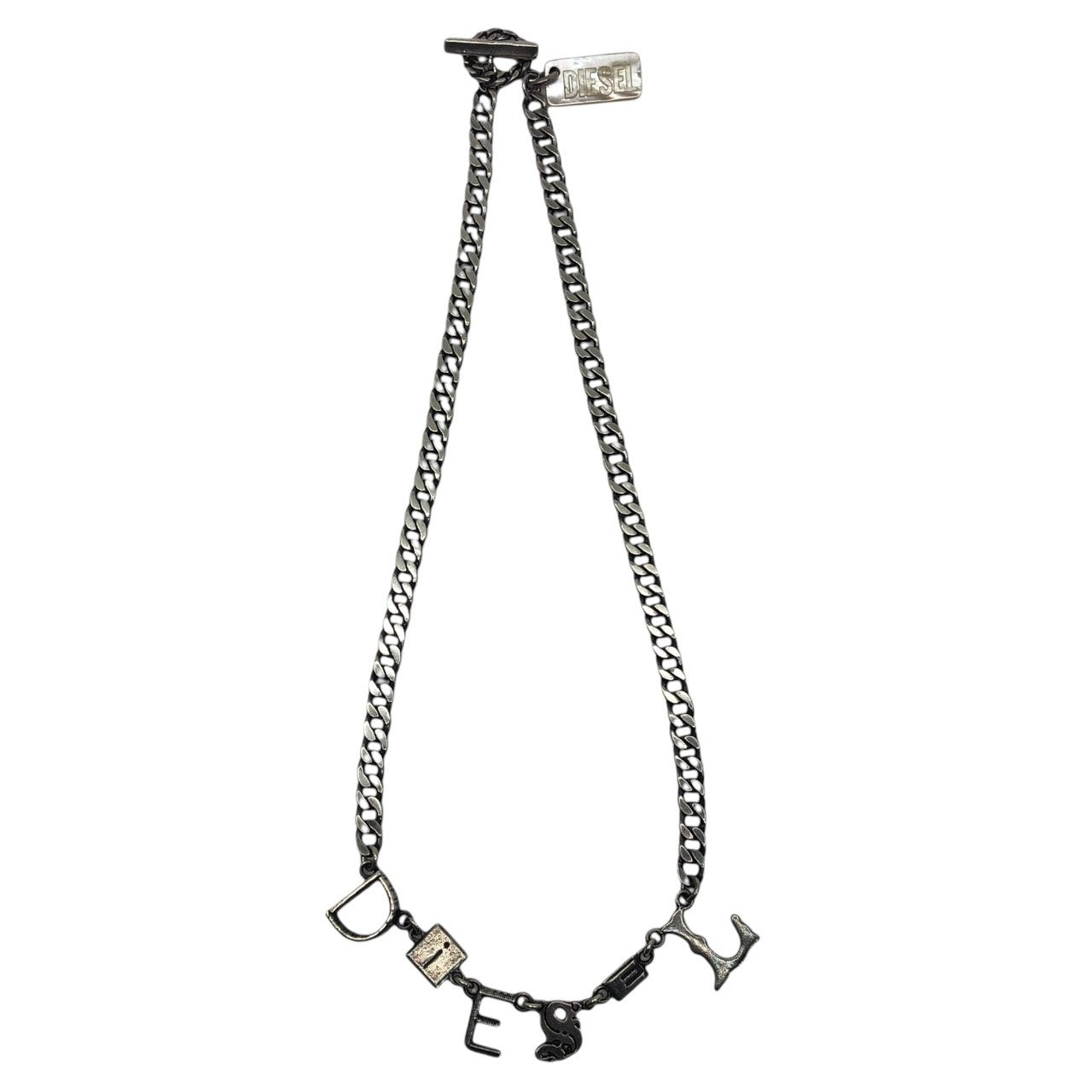 DIESEL(ディーゼル) 00's Silver925 archive logo kihei chain necklace ロゴ 喜平 チェーン ネックレス シルバー Y2K チャーム