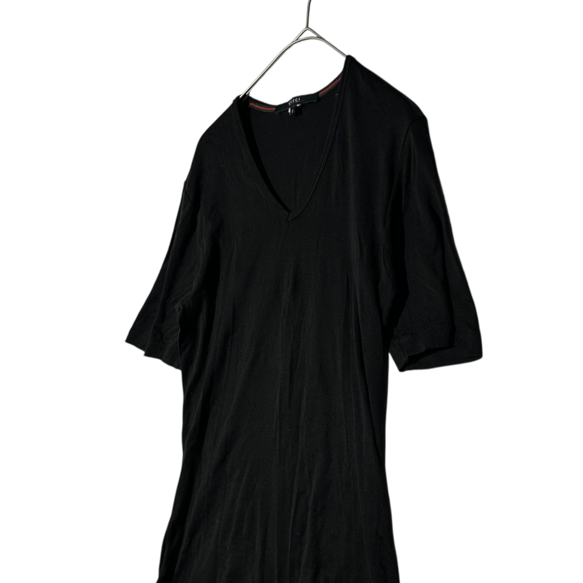 GUCCI(グッチ) V-neck Short Sleeve Knit Sewn Cut and Sewn Vネック ショートスリーブ ニットソー カットソー S ブラック