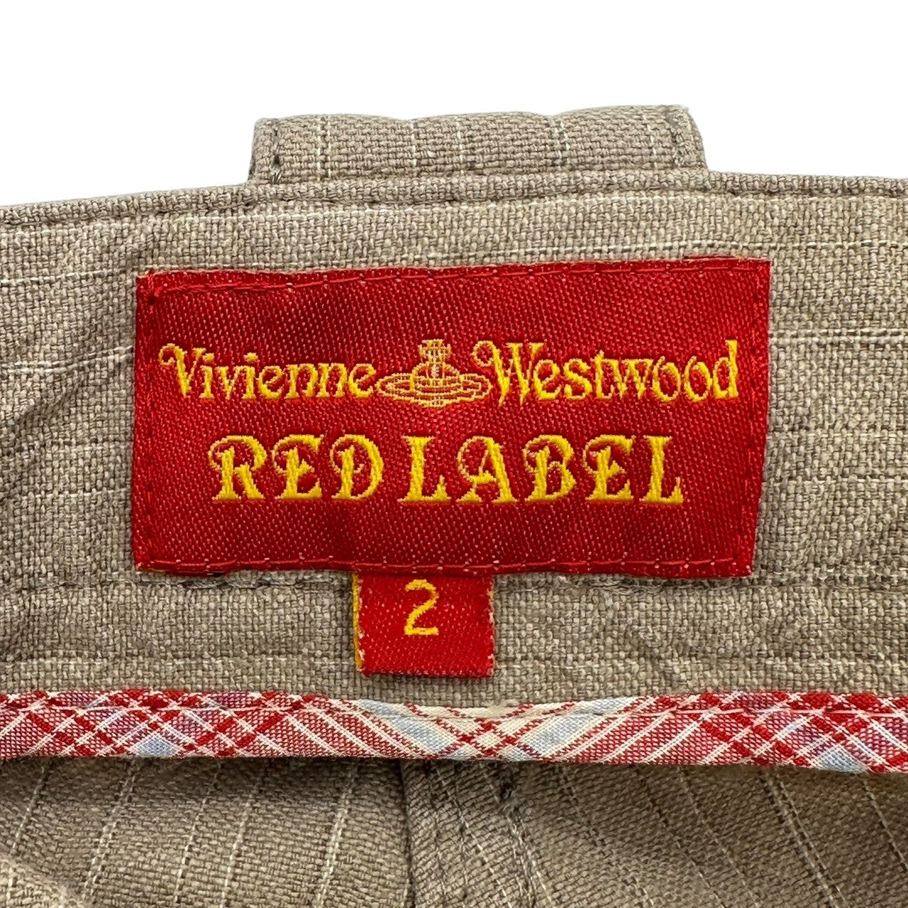Vivienne Westwood RED LABEL(ヴィヴィアンウエストウッドレッドレーベル) 00's Big Button Striped Semi-Flared Cotton Pants ビッグボタン ストライプ セミフレア コットン パンツ 357-01-78003 2(S程度) ベージュ ここのえタグ後期
