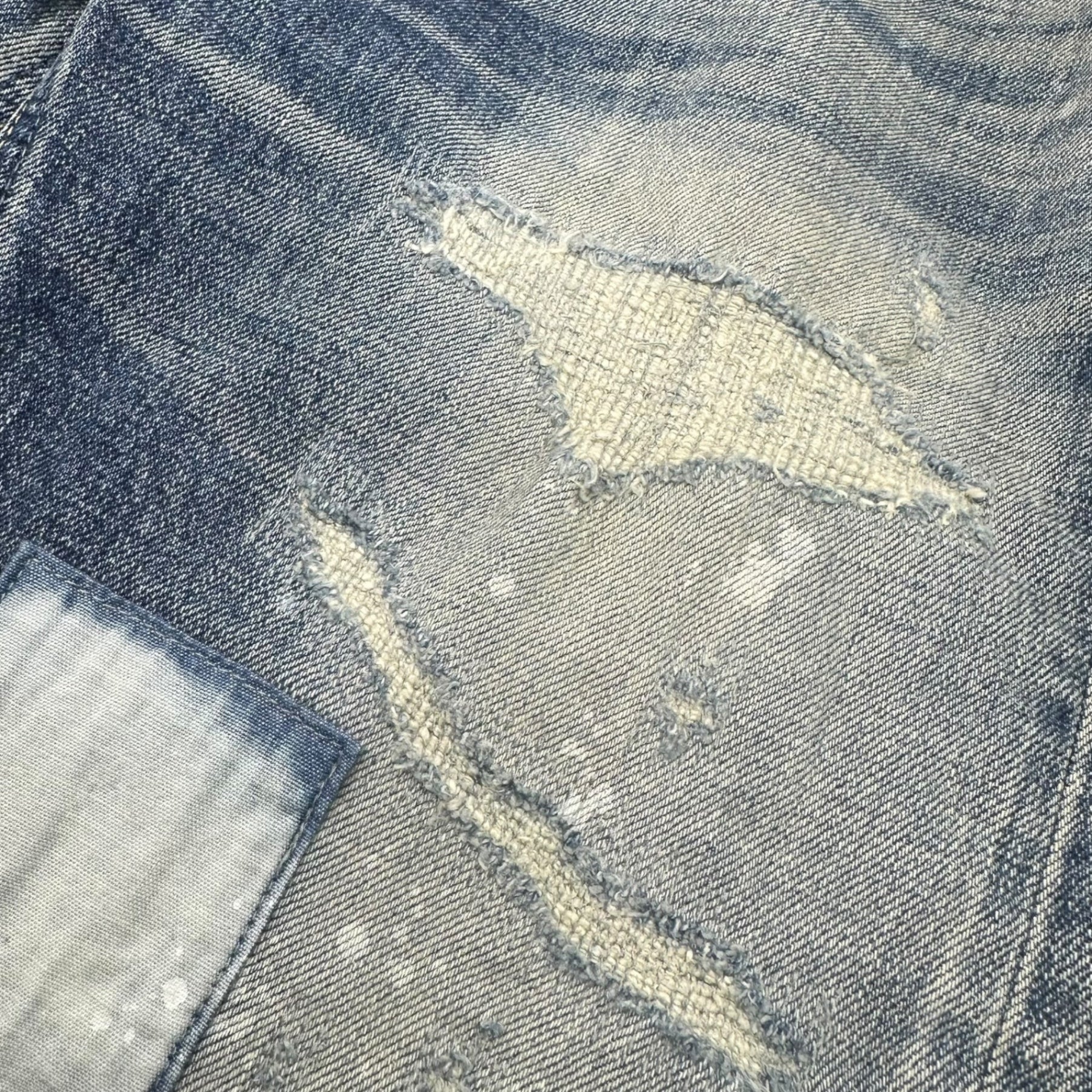 FDMTL(ファンダメンタル) Sashiko Patchwork Denim Skinny Pants 刺し子 パッチワーク デニム スキニー パンツ W28/L30 ライトインディゴ