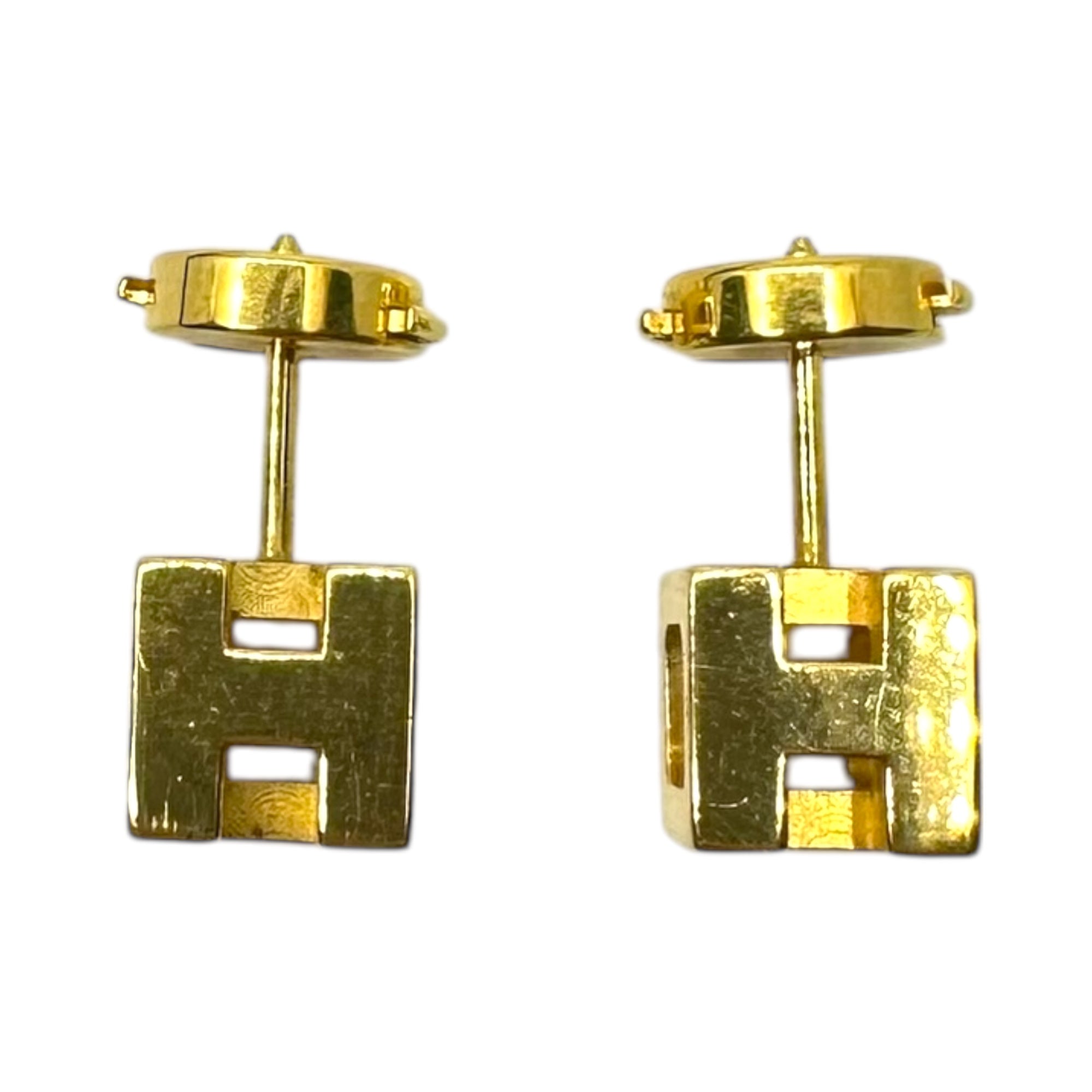 HERMES(エルメス) H cube caged ash earrings Hキューブ カージュドアッシュ ピアス 両耳 ゴールド 箱付