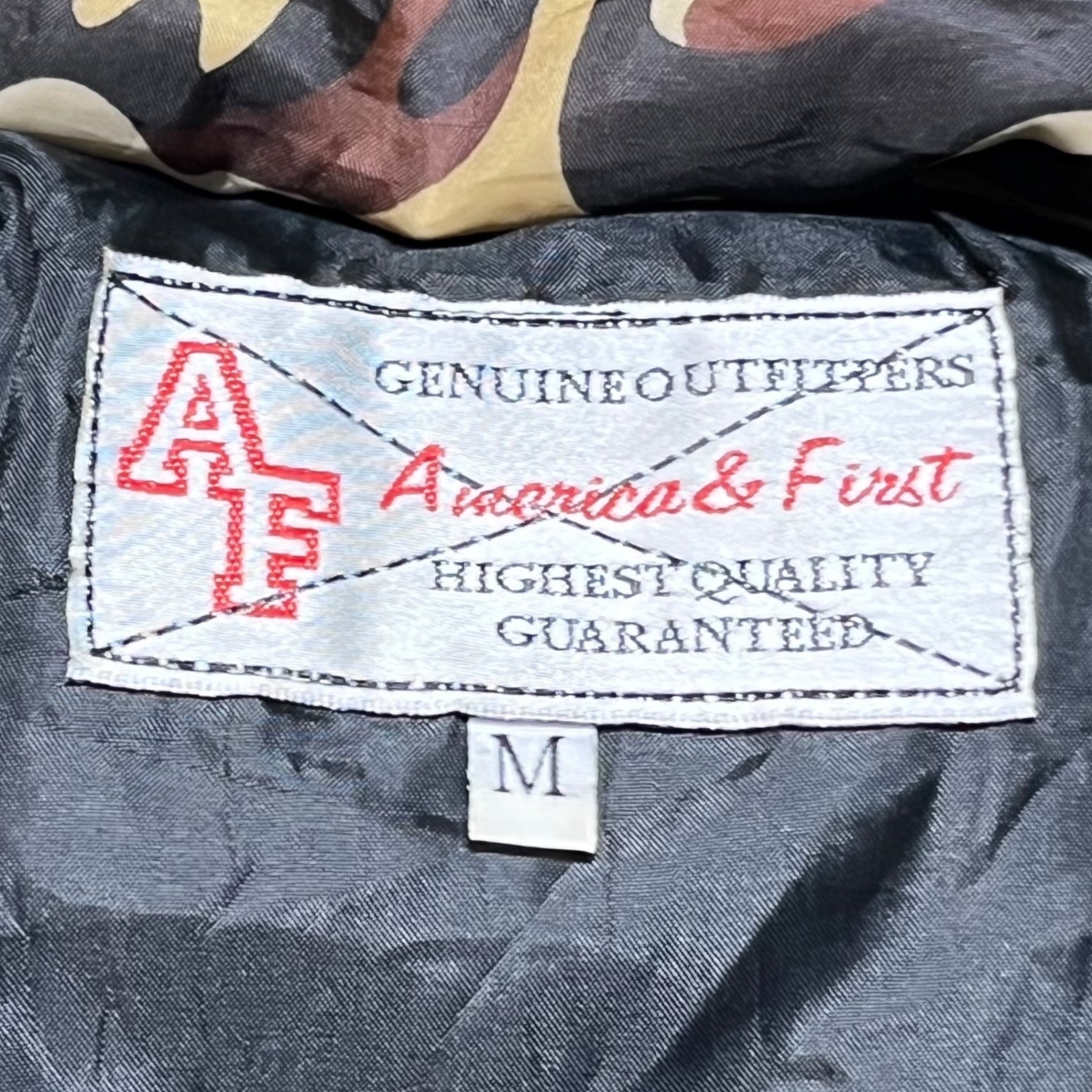 AMERICA&FIRST(アメリカ&ファースト) camouflage down jacket カモフラ ダウン ジャケット M ベージュ×ブラック