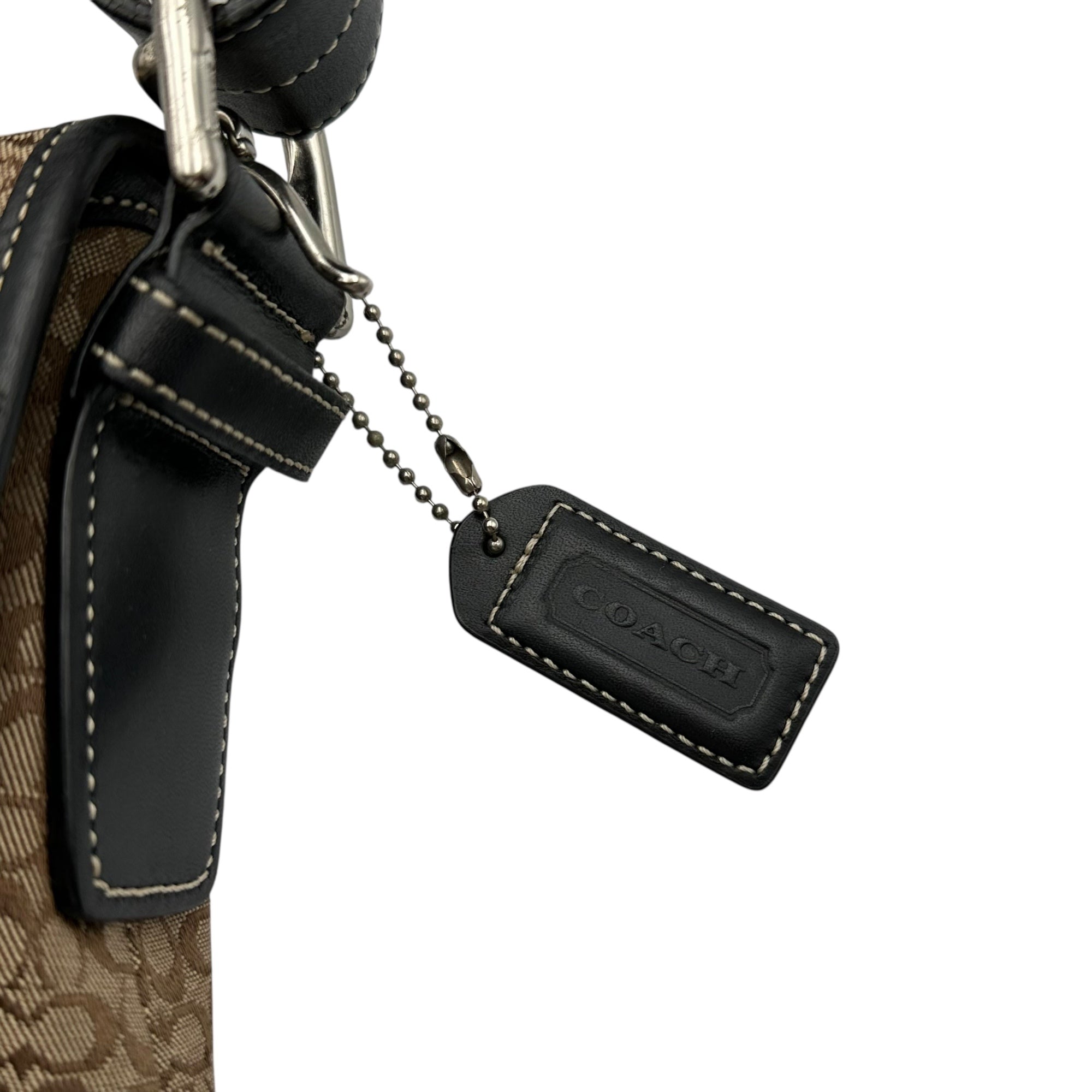 COACH(コーチ) Signature Shoulder Bag シグネチャー ショルダー バッグ 6377 ベージュ×ブラック ワンショルダー
