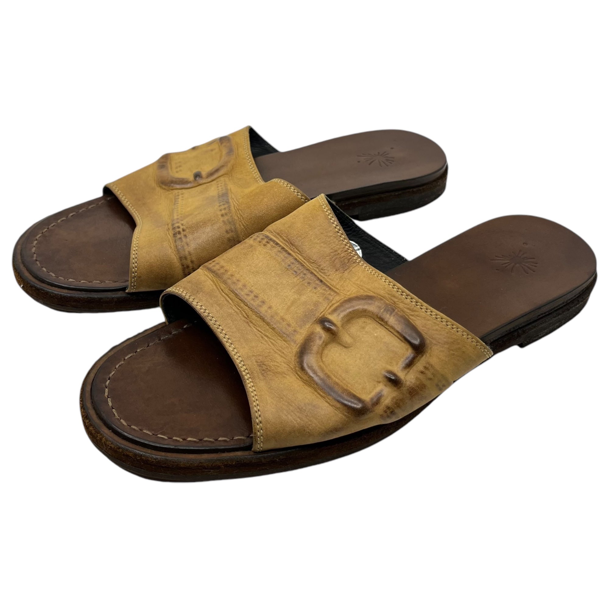 Maison MIHARA YASUHIRO(メゾンミハラヤスヒロ) 00's Broiled leather sandals 炙り出し レザー サンダル 表記無し(26cm程度) ベージュ×ブラック