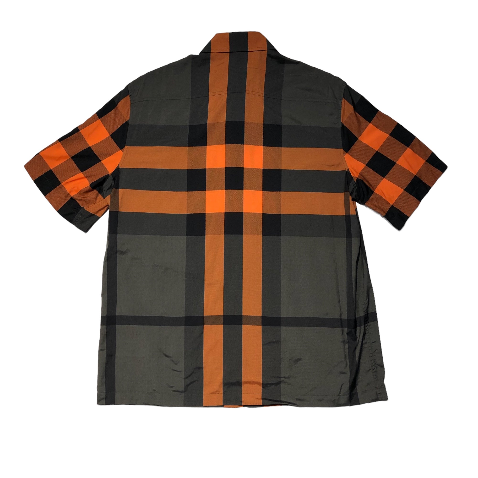BURBERRY(バーバリー) check-print short-sleeve shirt チェックプリント 半袖 シャツ 8041532/71E M グレー×オレンジ