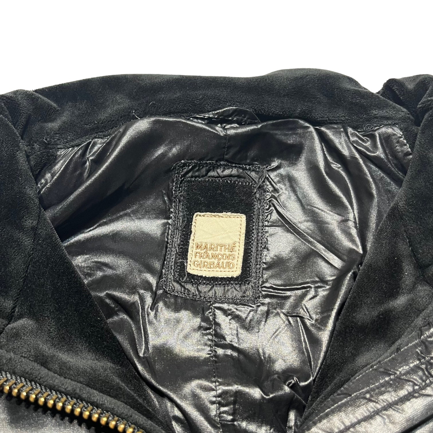 MARITHE FRANCOIS GIRBAUD(マリテフランソワジルボー) 00's velor padded jacket ベロア 切替 中綿 ジャケット ダウン F7-7086 M ブラック Y2K