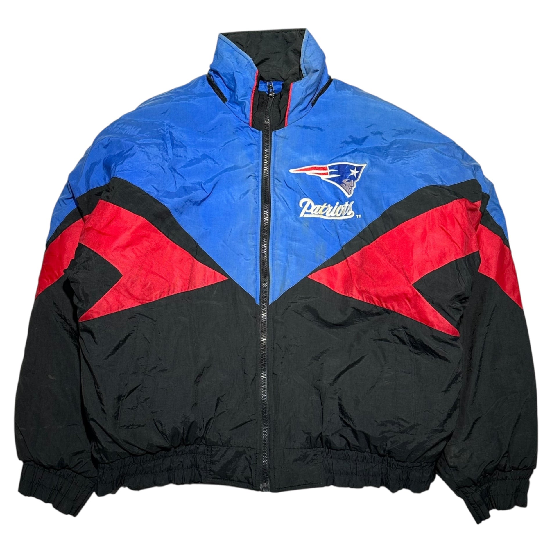 Pro PLayer(プロプレイヤー) 90's NFL "Patriots" Padded Nylon Jacket パテッド ナイロン ジャケット M ブルー×ブラック 90年代 ヴィンテージ ニューイングランド ペイトリオッツ