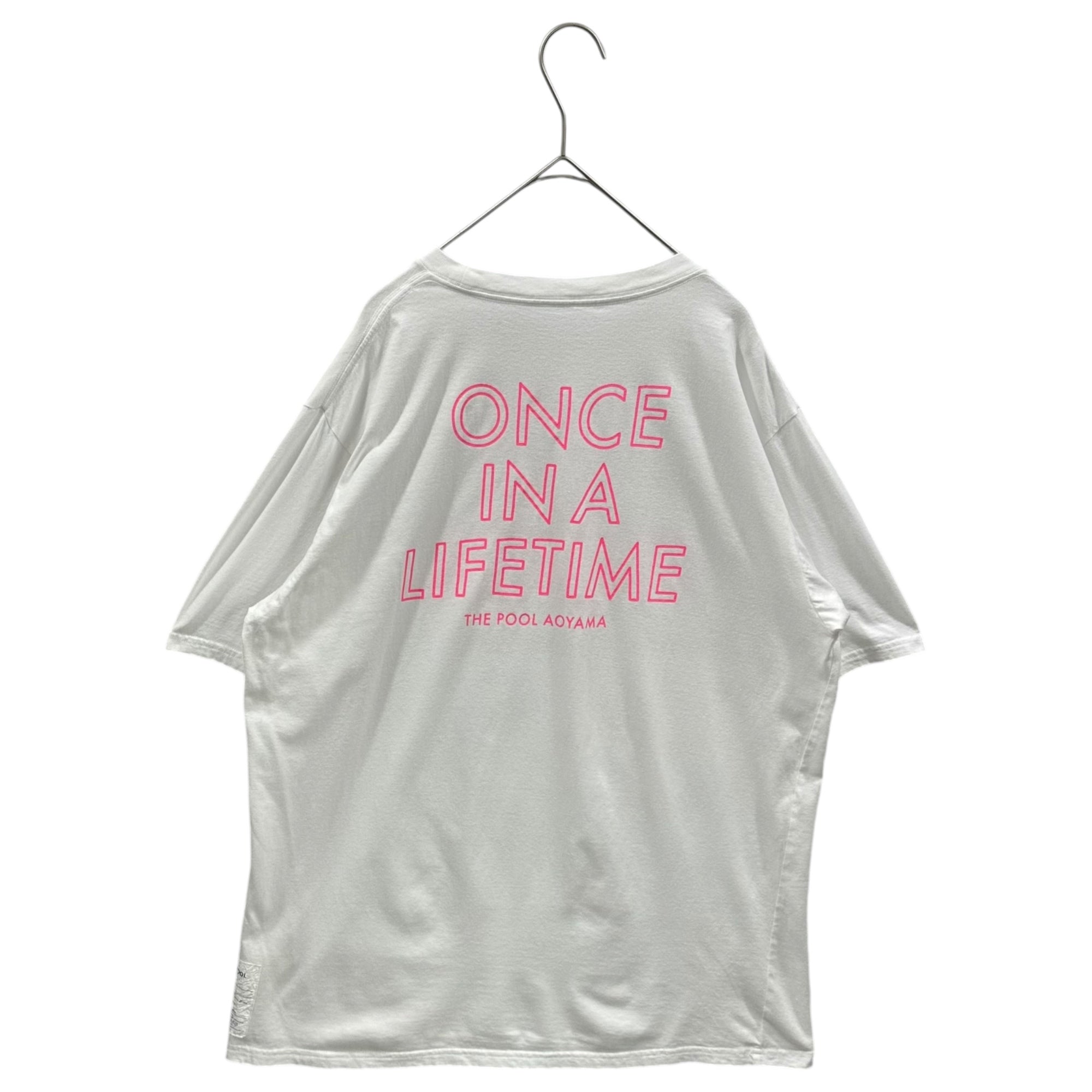 THE POOL AOYMA (ザプールアオヤマ) Neon logo Graphic print s/s T-shirt ネオン ロゴ グラフィック プリント 半袖 Tシャツ L ホワイト×ピンク