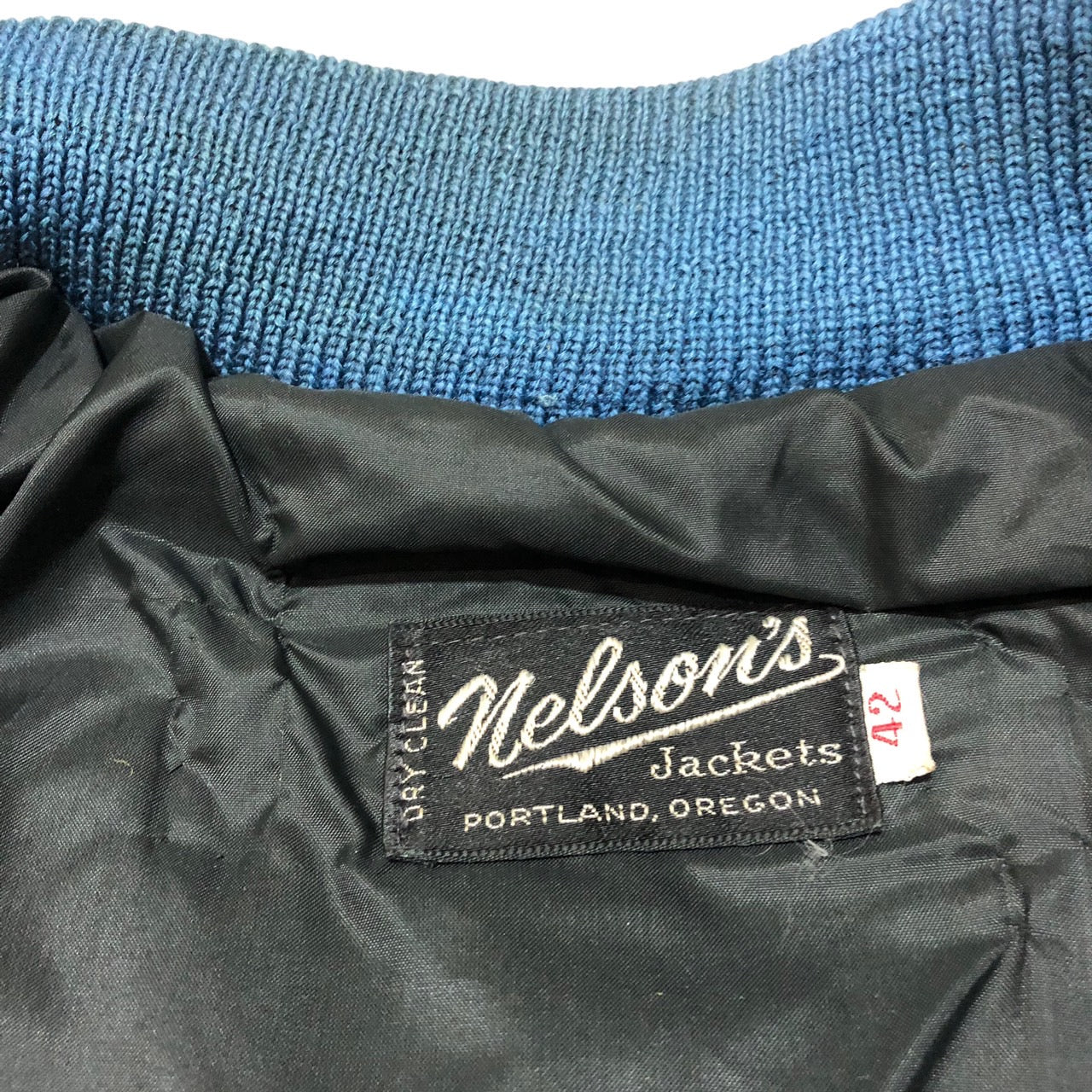 NELSON'S(ネルソンズ) 80's ヴィンテージワッペンスタジャン/スタジアムジャンパー/ブルゾン/ジャケット 42(XKサイズ程度) スカイブルー×ホワイト USA製 80年代