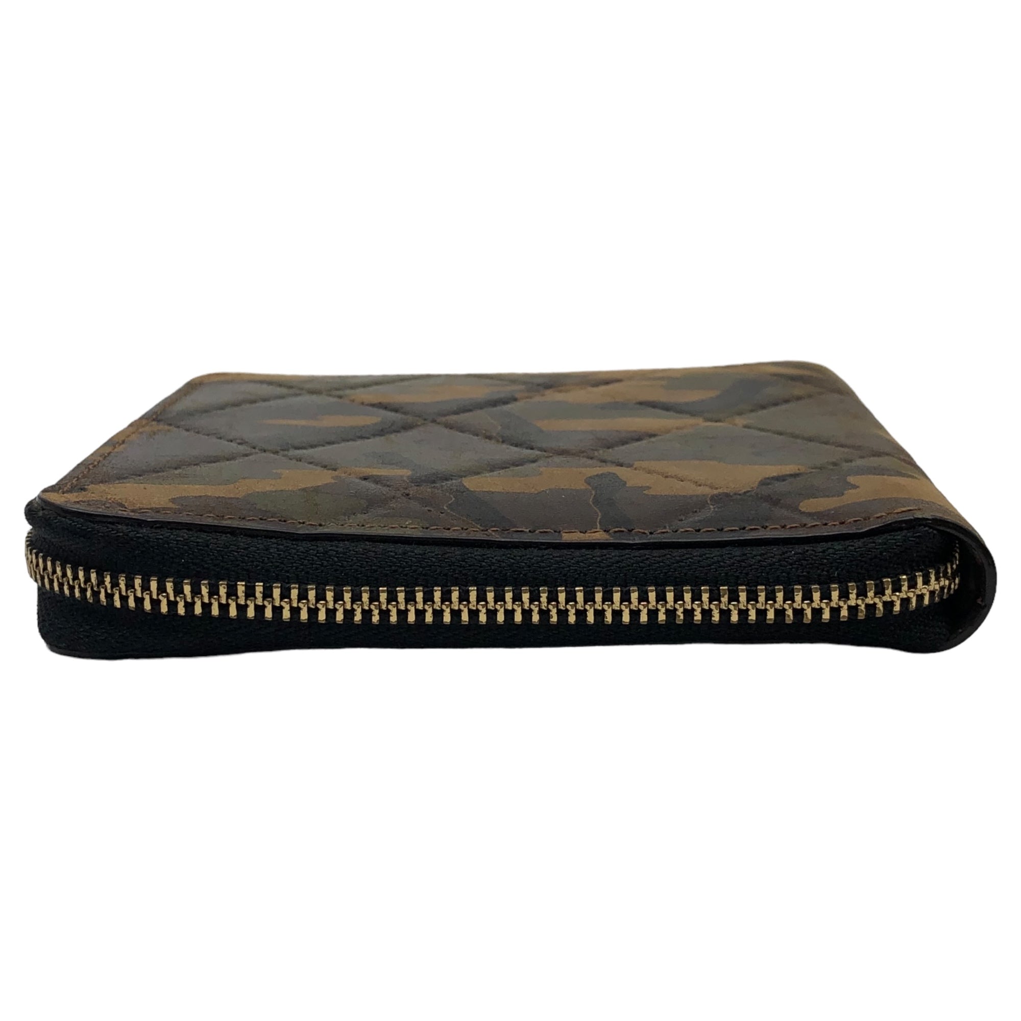 GNUOYP(ニュピ) Round zipper camouflage quilted wallet ラウンドファスナー カモフラ コンパクト ウォレット カーキ 2つ折り 財布