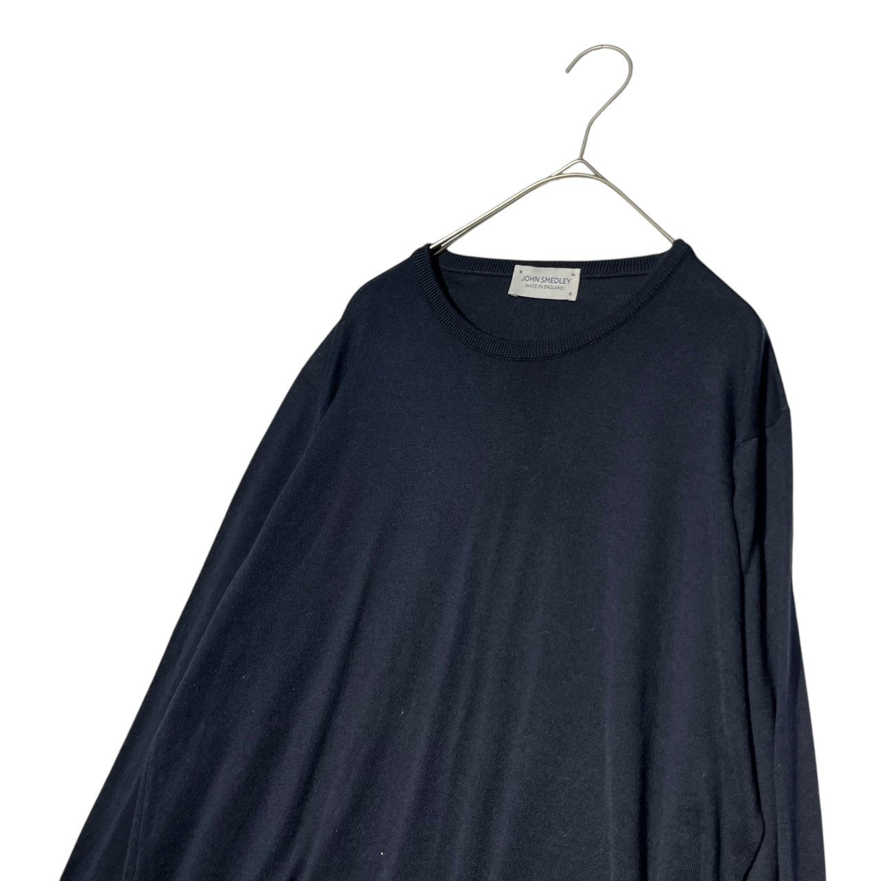 JOHN SMEDLEY(ジョンスメドレー) EMMETT PULLOVER コットン クルーネック ニット M ネイビー イングランド製 定番品