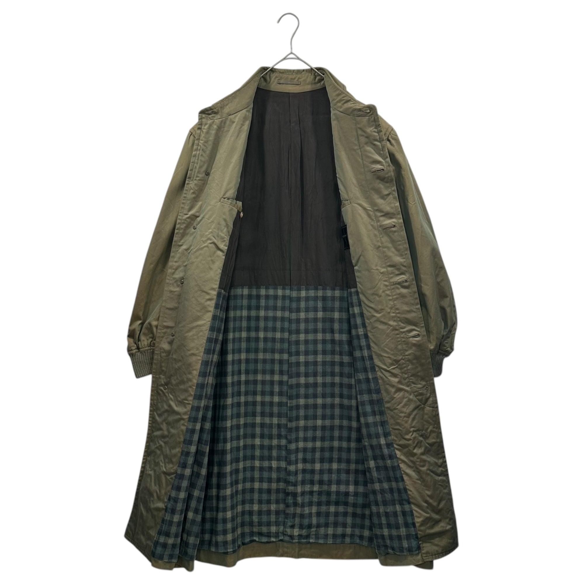 COMME des GARCONS HOMME(コムデギャルソンオム) 80's Top-Sewn Quilted Long Trench Coat in Iridescent Colors 80年代 上身頃 キルティング 玉虫 ロング トレンチコート HC-050060 M カーキ AD表記無 川久保玲 本人期 ヴィンテージ 稀少アイテム