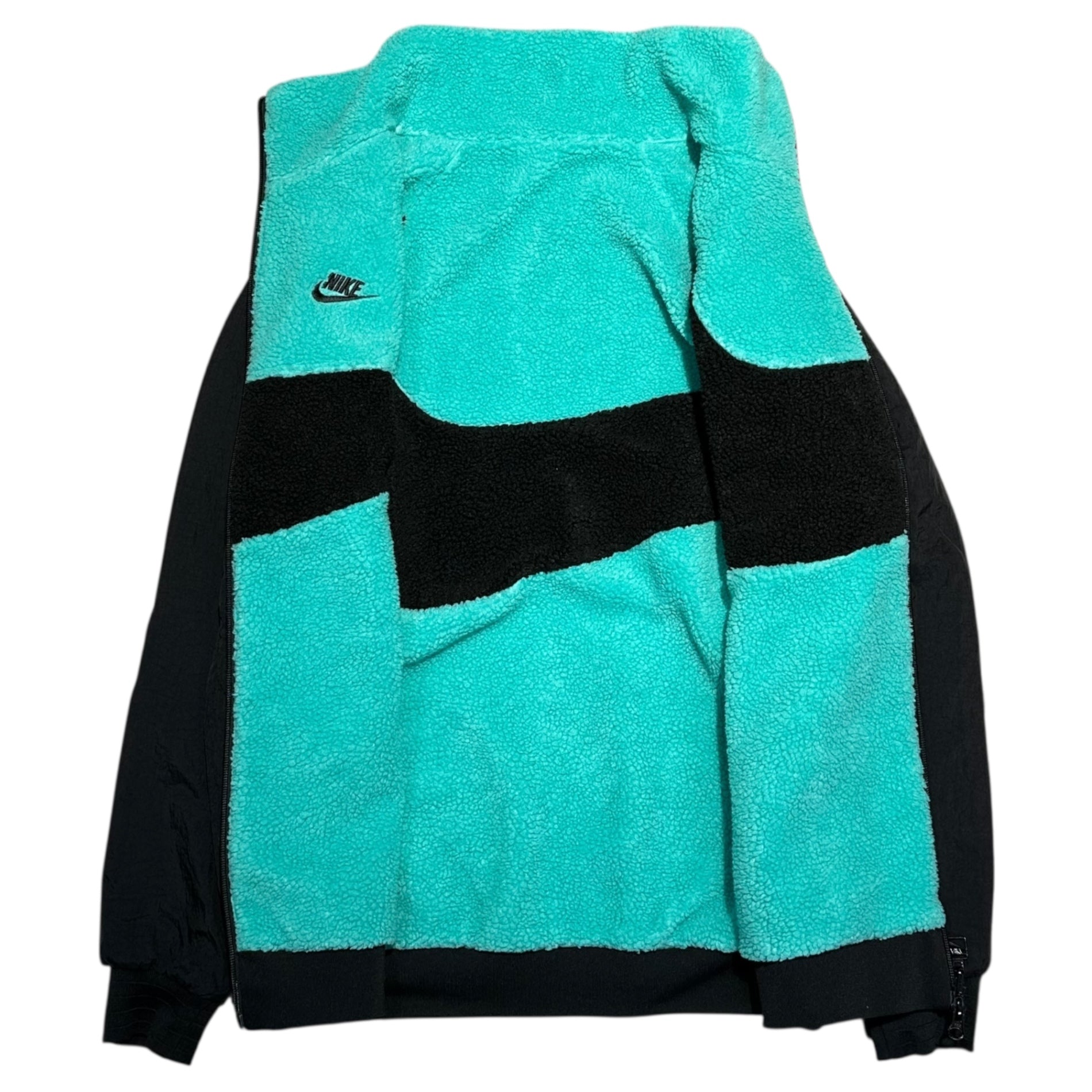 NIKE(ナイキ) AS M NSW VW SWSH FULL ZIP JKT リバーシブル ビッグ スウッシュ ボア ナイロン ジャケット BQ6546-301 M ブラック×ミントグリーン