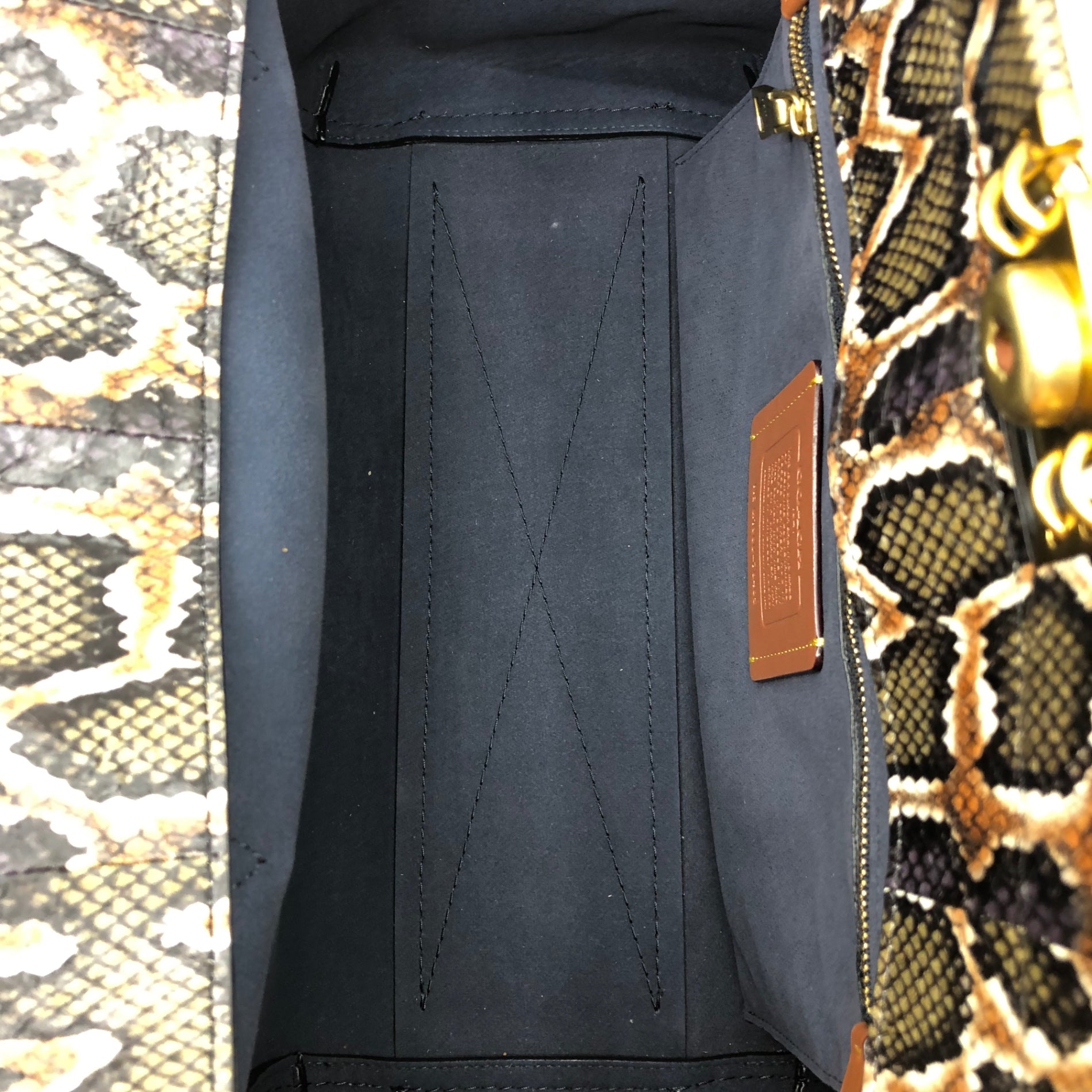 COACH(コーチ) トループ キャリーオール35 ハンドバッグ パイソン 78485 オリーブ×ブラック