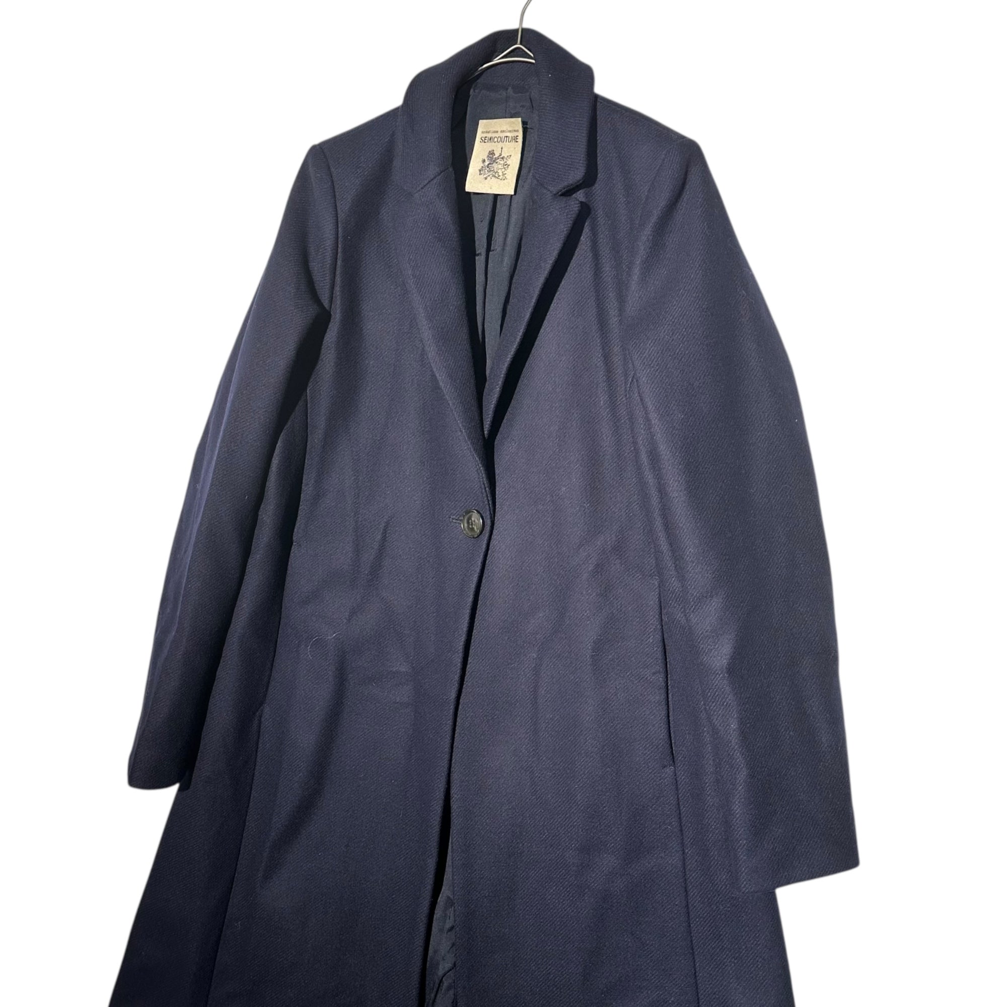 SEMICOUTURE(セミクチュール) Super Long Tight Wool Chester Coat スーパー ロング タイト ウール チェスター コート 42(XL程度) ネイビー