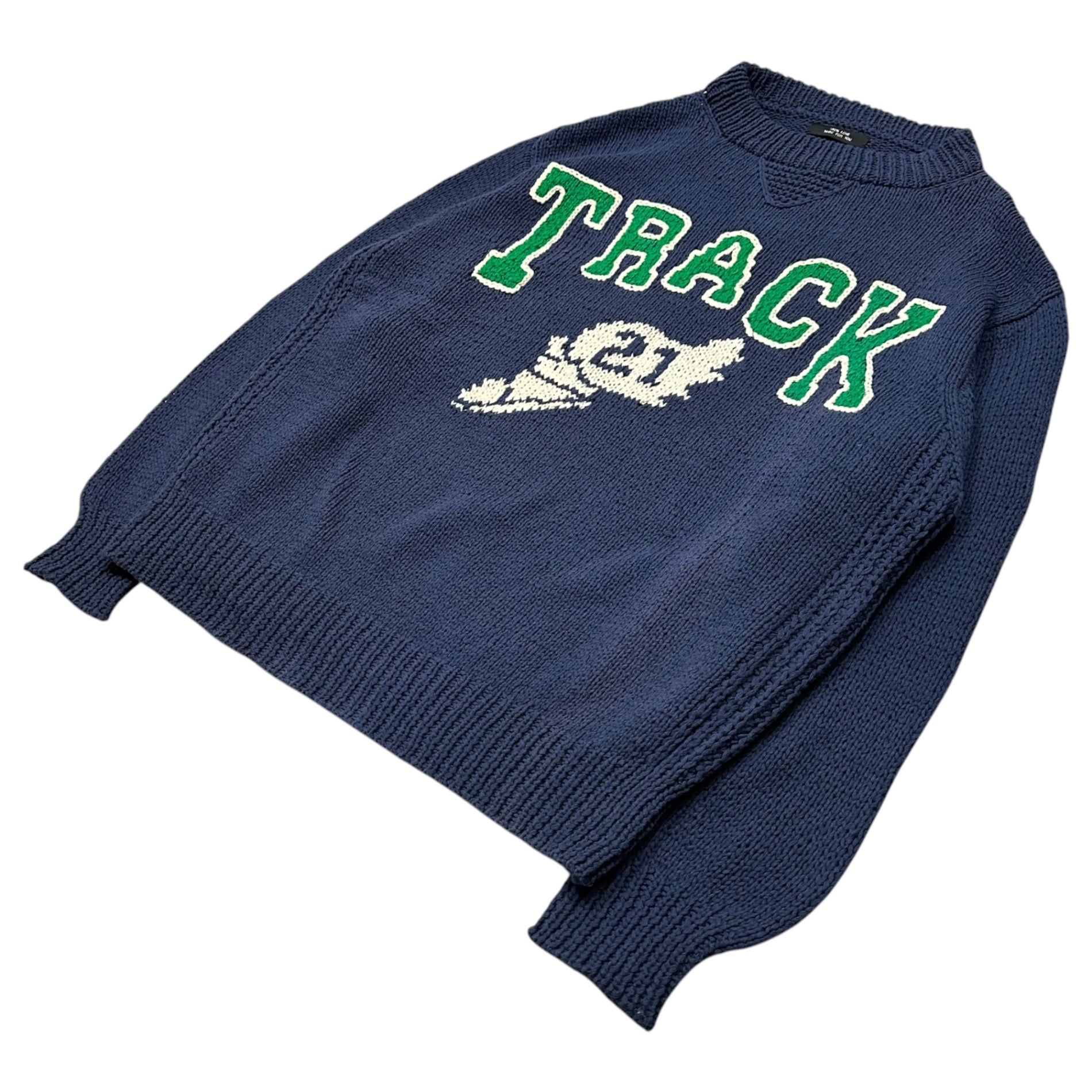 RICE NINE TEN(ライスナインテン) 2023SS Hand Knit College Sweater 手編み カレッジ セーター FREE ネイビー ニット