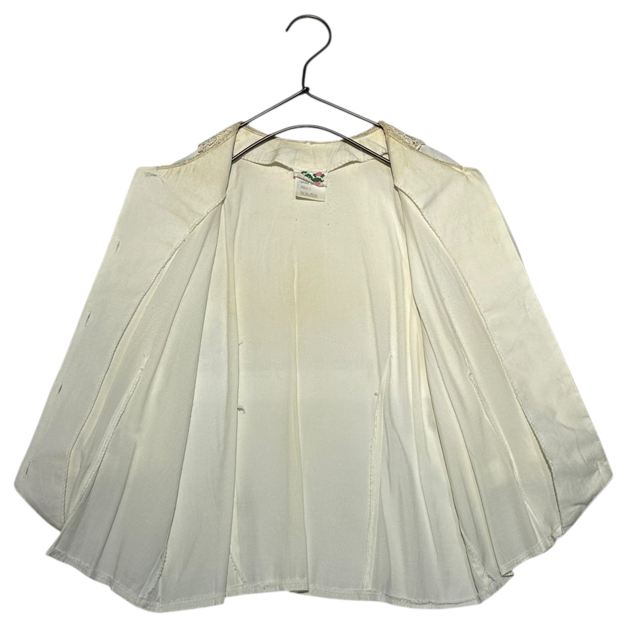 Euro vintage(ヨーロッパヴィンテージ) 50's~ beige_round collar with lace short sleeve blouse レース襟の半袖ブラウス 2(M~L程度) ベージュ