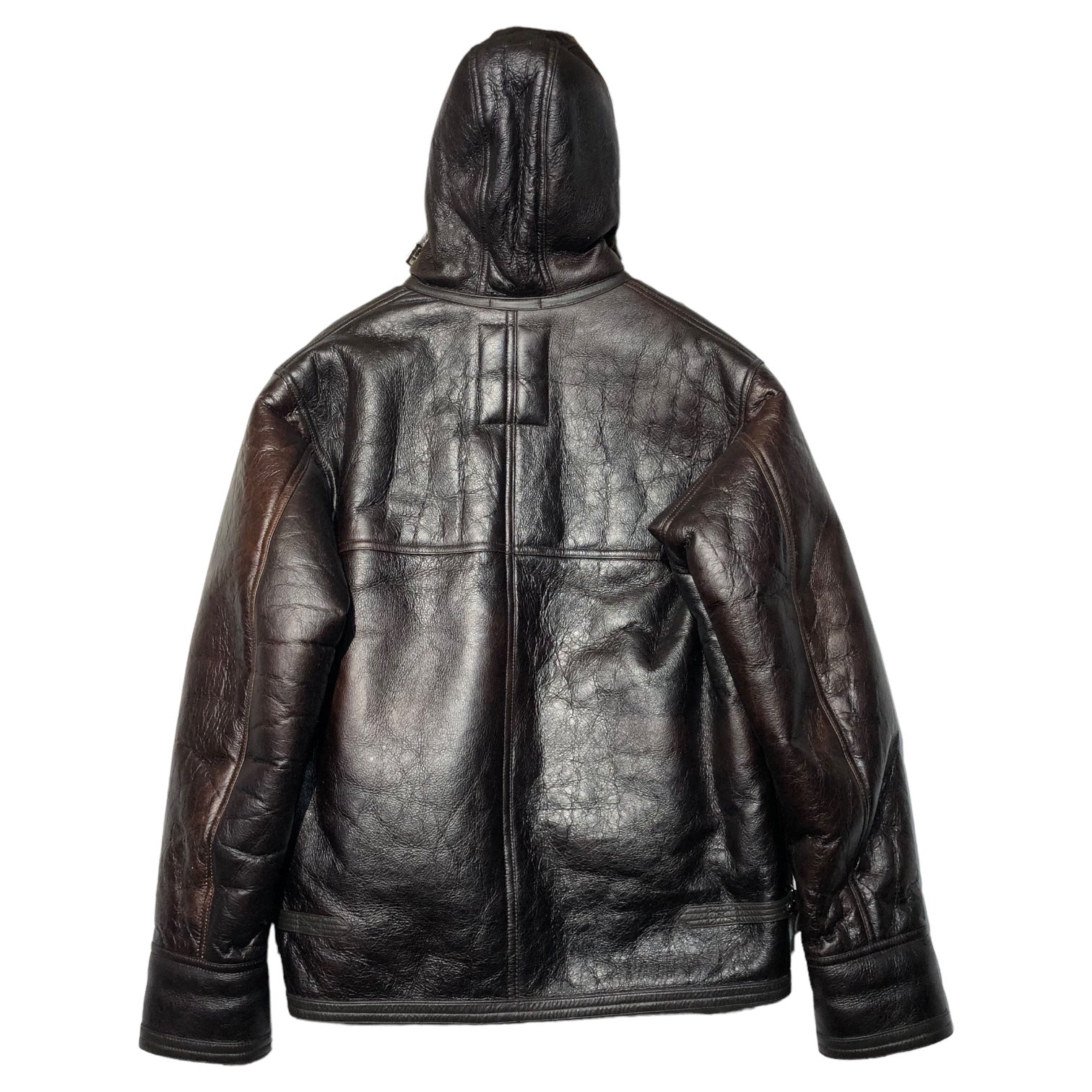 A BATHING APE(アベイシングエイプ) 90's sheep shearling hooded jacket シープムートン フーデッド ジャケット XL ダークブラウン×ベージュ