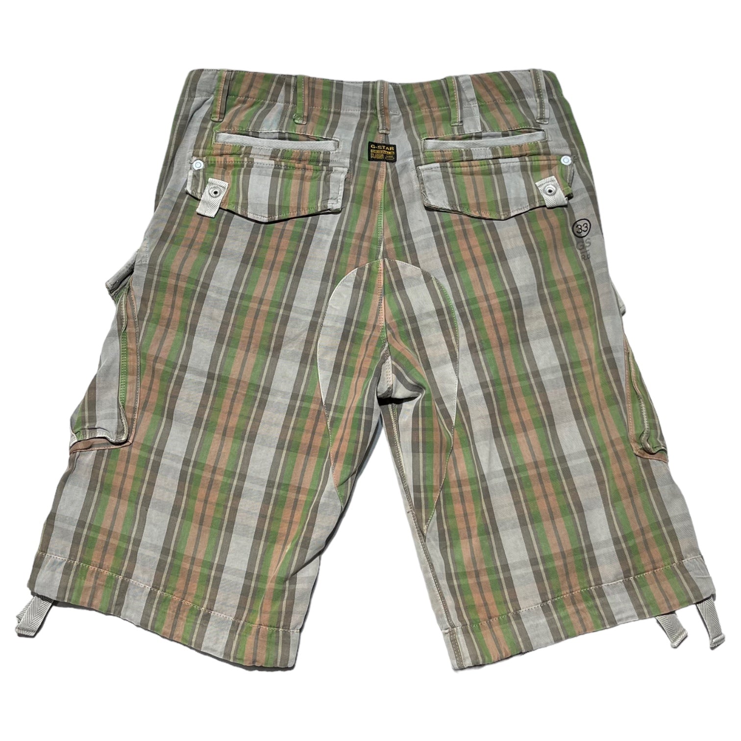 G-STAR(ジースター) Multi-border wide cargo shorts マルチボーダー ワイド カーゴショーツ 34 カーキ