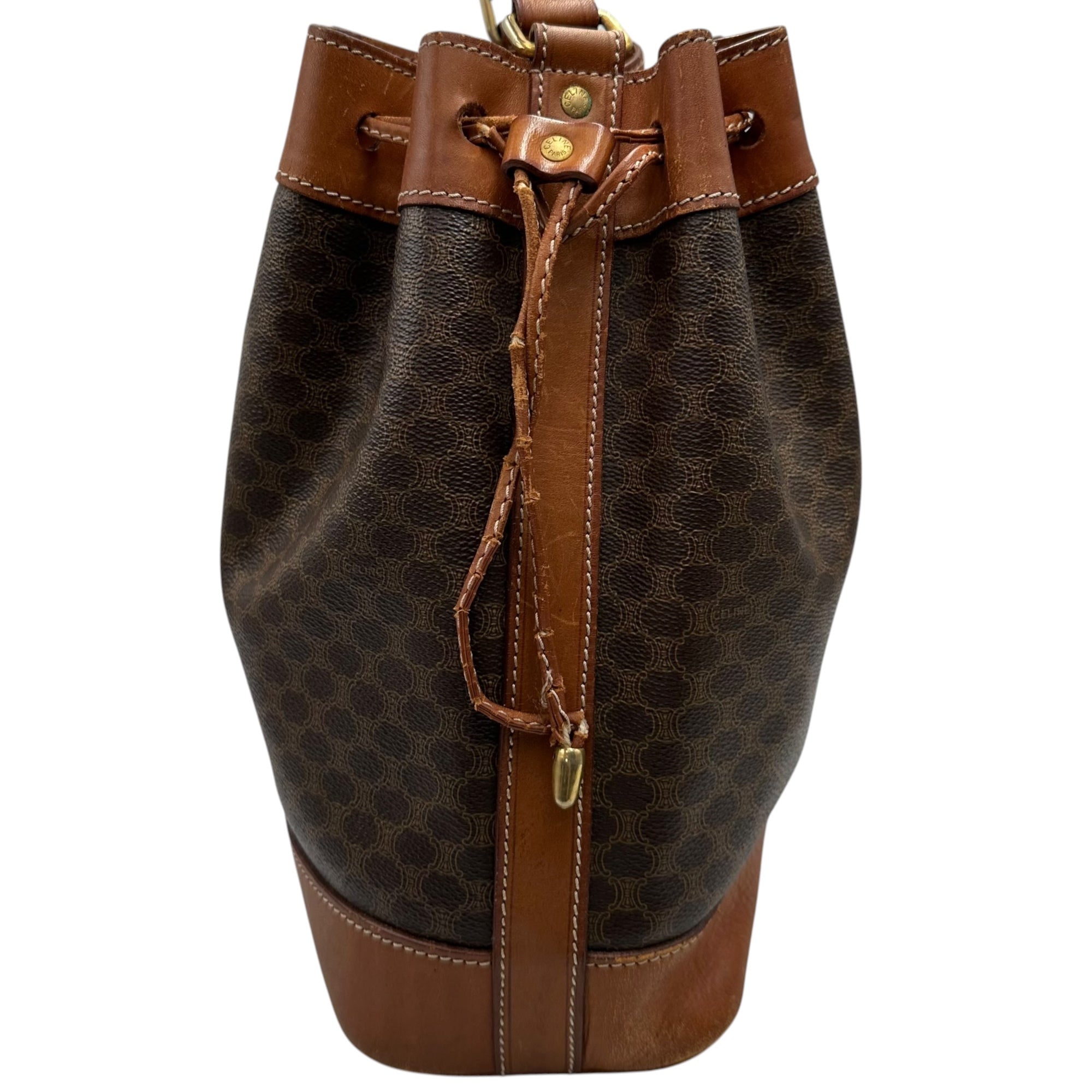 CELINE(セリーヌ) Macadam Drawstring Shoulder Bag マカダム柄 巾着 ショルダー バッグ ブラウン OLD ヴィンテージ