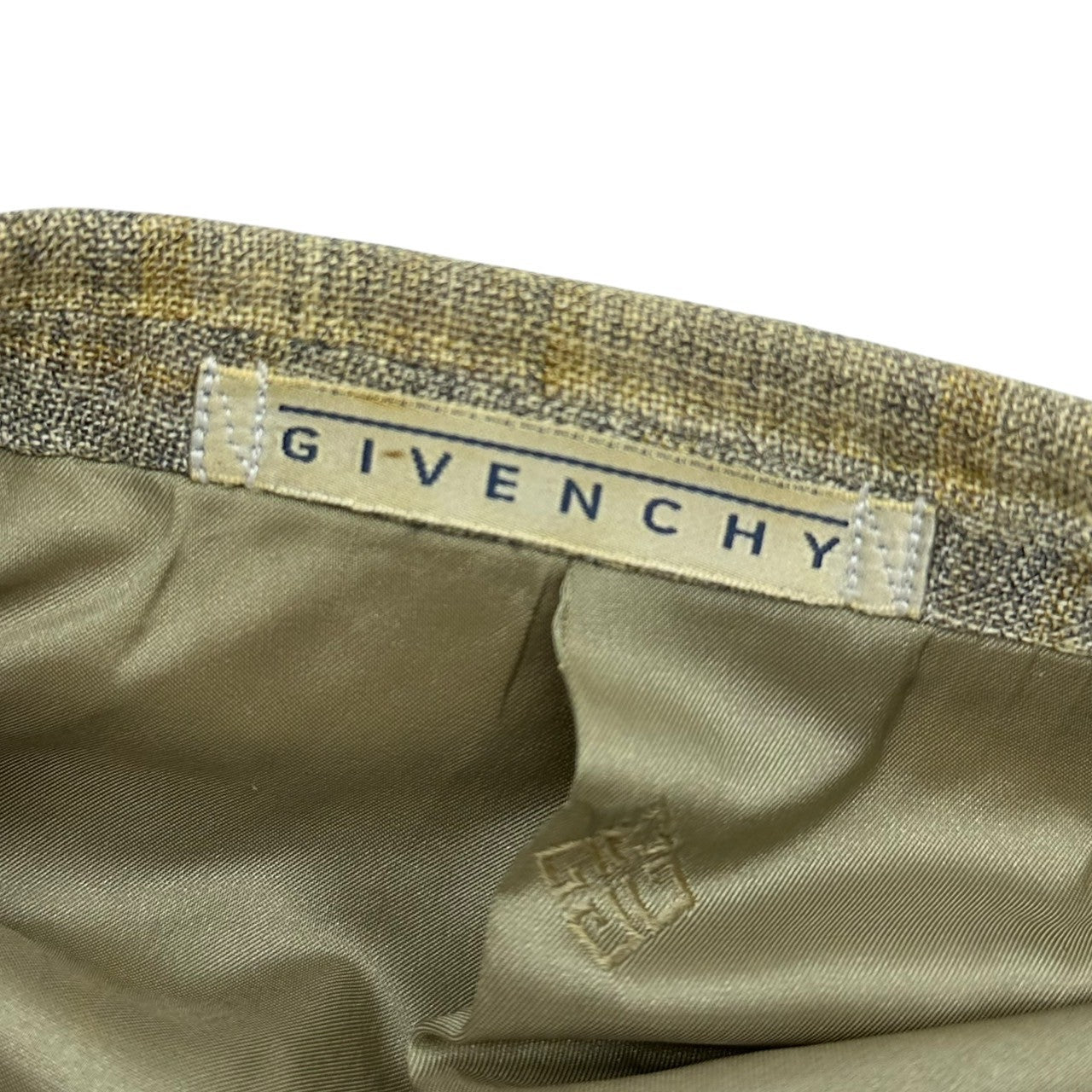GIVENCHY(ジバンシィ) 80's ~ 90's Check Linen Wool 2B Tailored Jacket チェック リネン ウール 2B テーラード ジャケット M程度 グレー 80年代~90年代 ヴィンテージ 古着