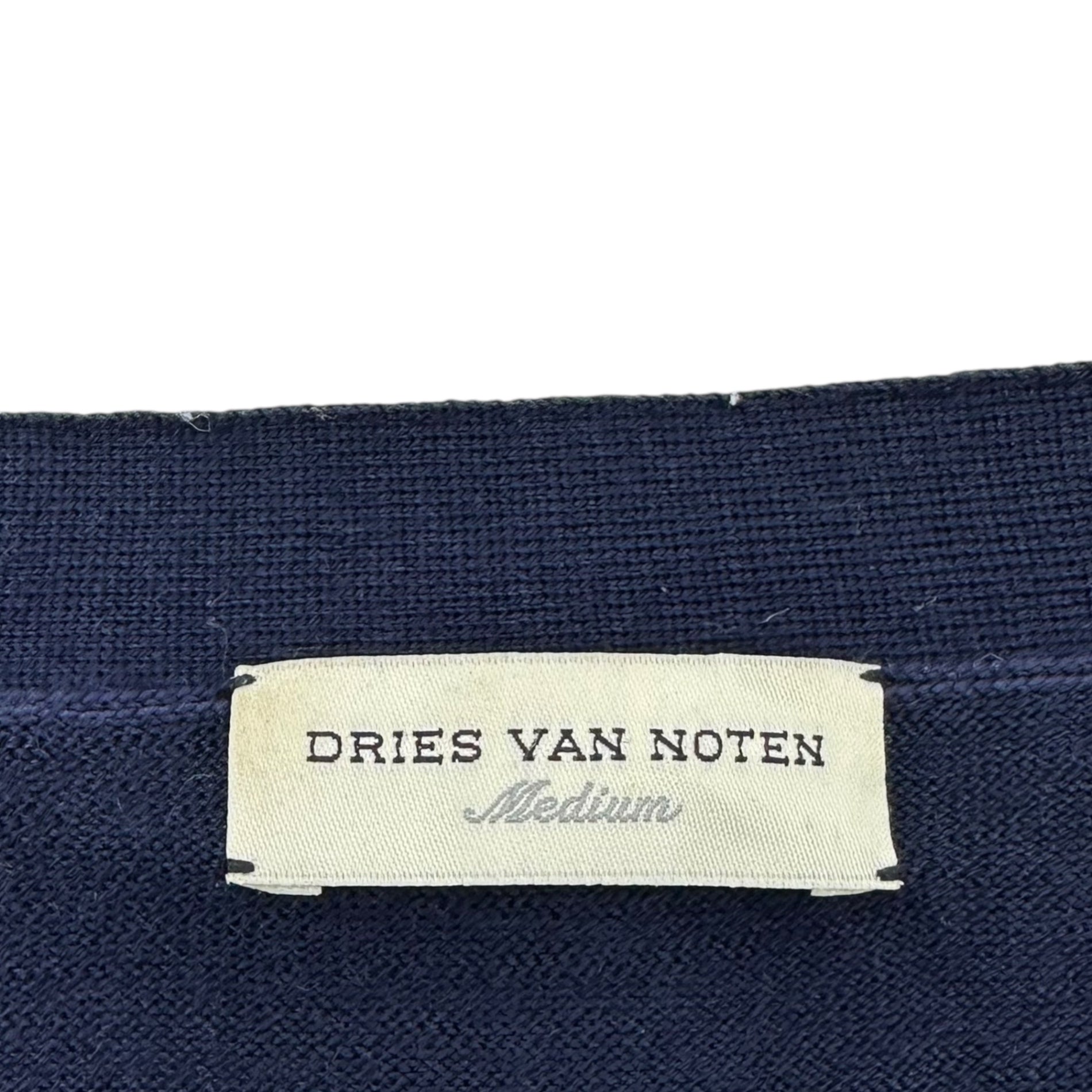 DRIES VAN NOTEN(ドリスヴァンノッテン) 00's Design Tape Wool Long Sleeve Cardigan デザイン テープ ウール 長袖 カーディガン 73-02-04-02002 M ネイビー×ブラウン