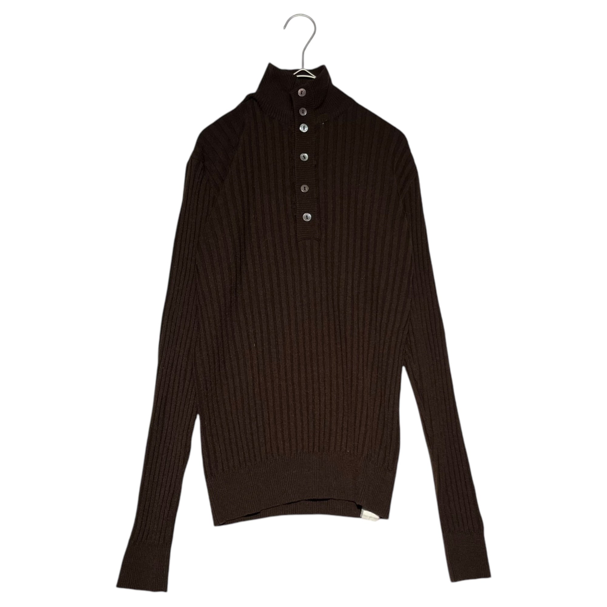 DOLCE&GABBANA(ドルチェ&ガッバーナドルガバ) ハイネック ヘンリーネック リブ ウール ニット M程度 ブラウン