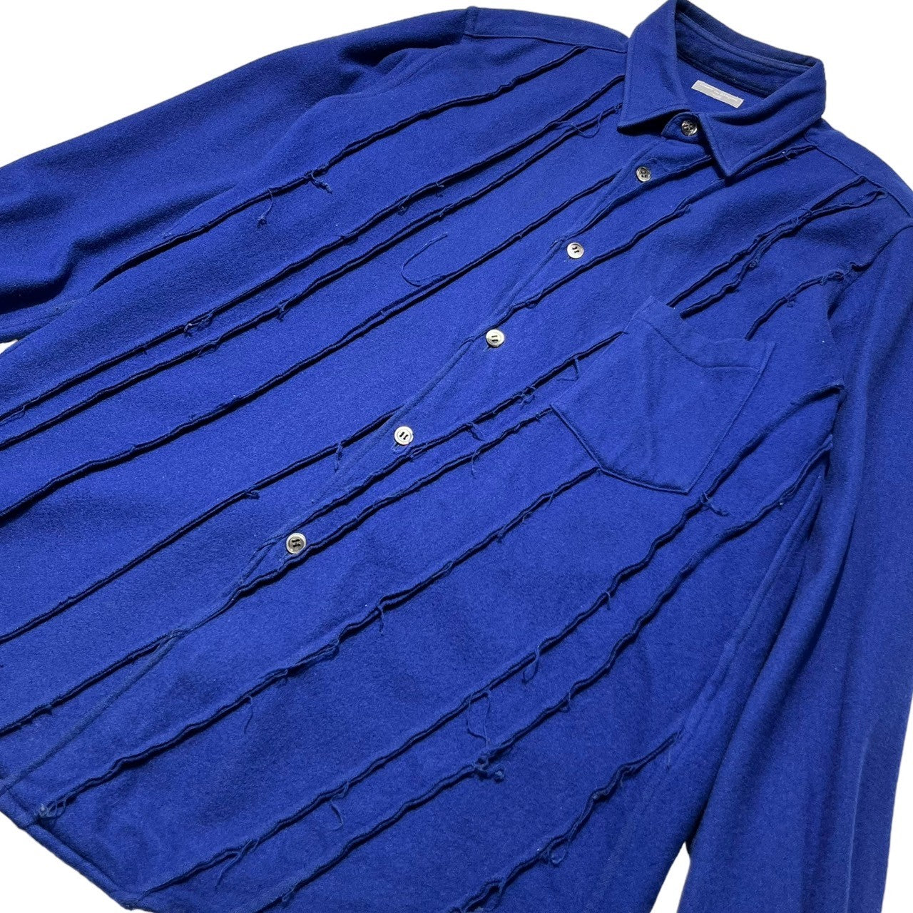 COMME des GARCONS HOMME(コムデギャルソンオム) 00AW cut-off pleated shirt jacket カットオフ バイアス プリーツ シャツ ジャケット HB-070020 表記なし(FREE) ブルー AD2000 田中オム 00’s