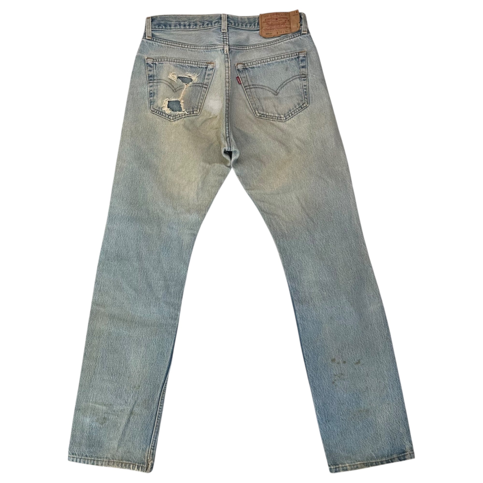 Levi's(リーバイス) 90's 501XX Crash Denim Pants クラッシュ デニム パンツ 501-0000 W33 L36 ライトインディゴ 1999年5月製造 90年代 ヴィンテージ ダメージ