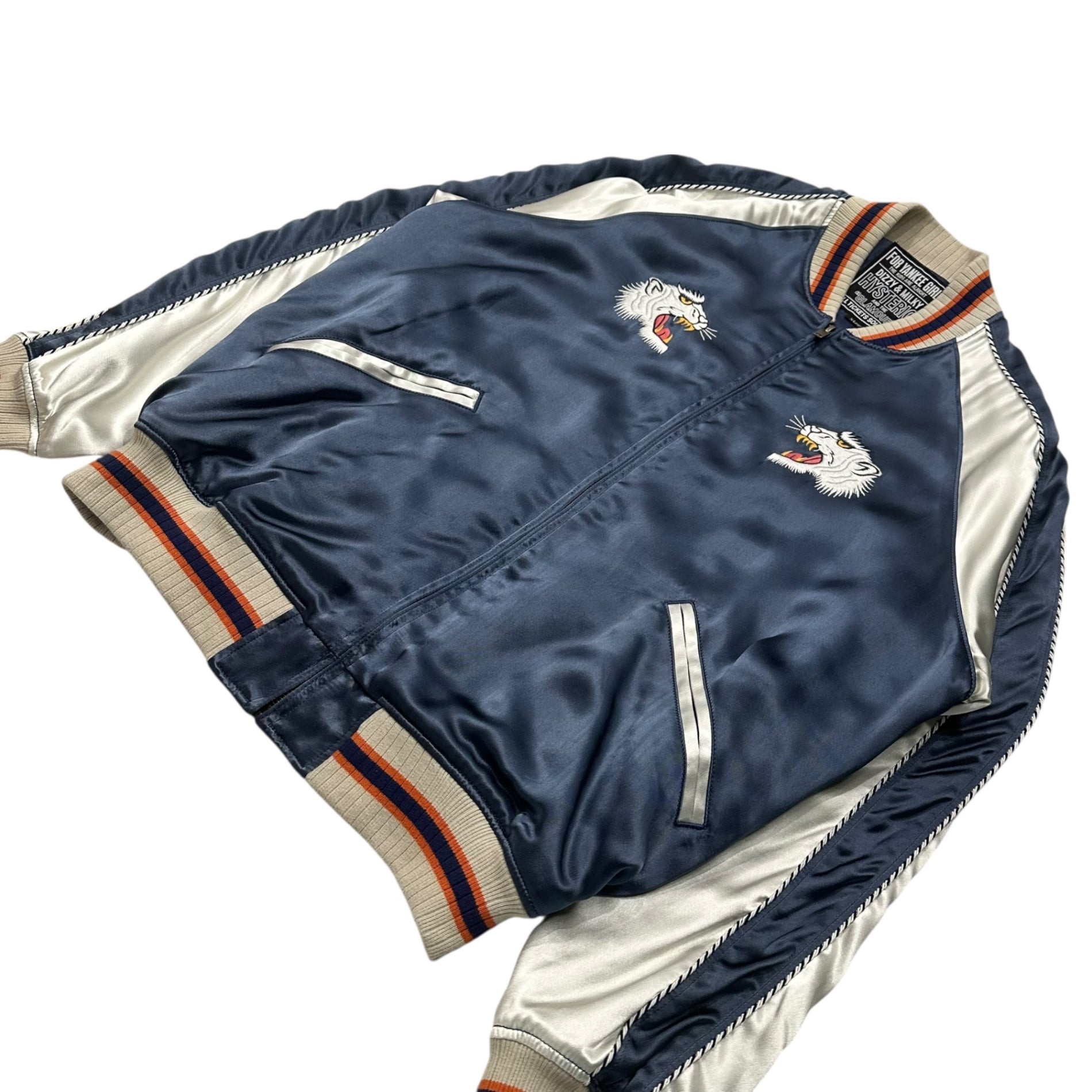 HYSTERIC GLAMOUR(ヒステリックグラマー) 25SS ”FLAMING YOUTH” Souvenir Jacket 刺繍 スカジャン 02251AB03 XL ネイビー×シルバー ジャケット