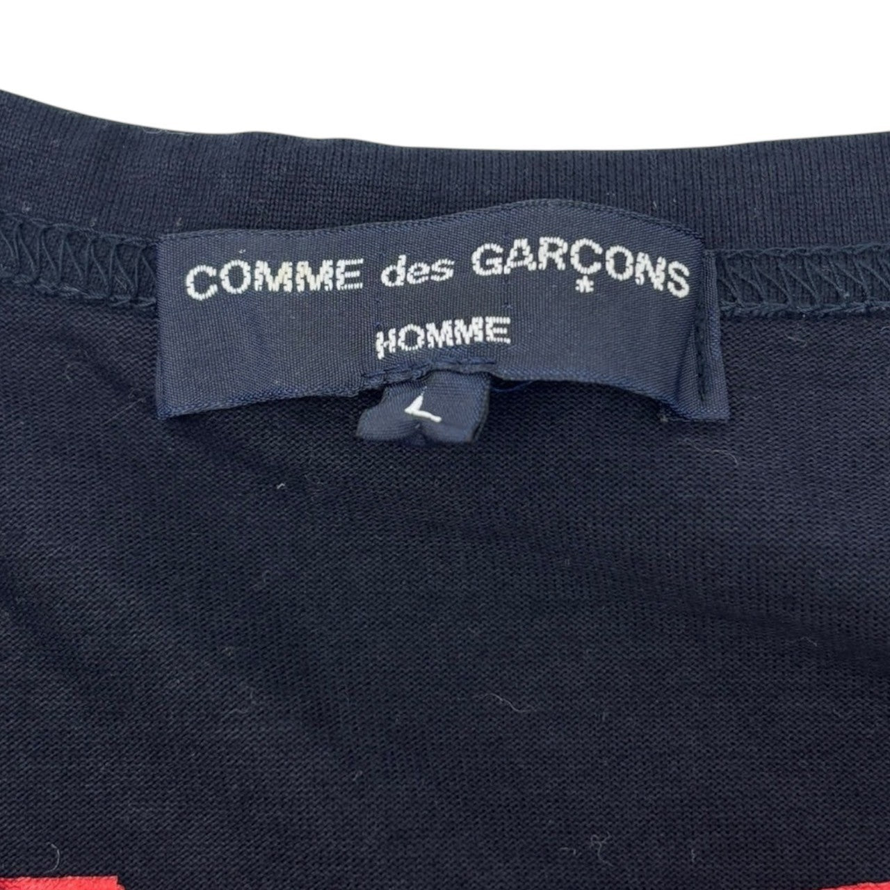 COMME des GARCONS HOMME(コムデギャルソンオム) 18SS CdGH paint print crew neck T-shirt ロゴ プリント Tシャツ HA-T008 L ネイビー×レッド AD2017