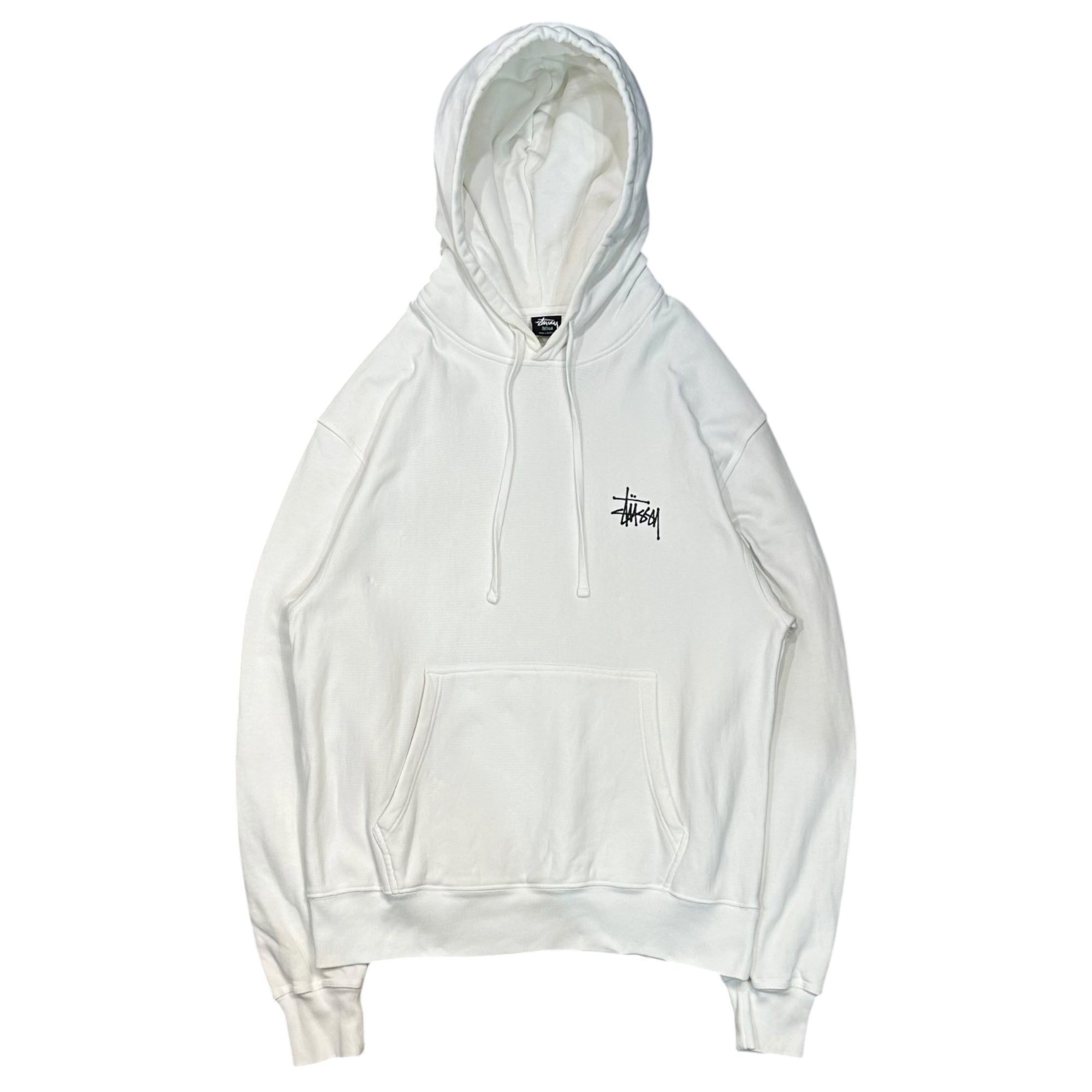 STUSSY(ステューシー) Built Built Tough Pigment Dyed Hoodie ロゴ フーディー M ホワイト プルオーバー パーカー