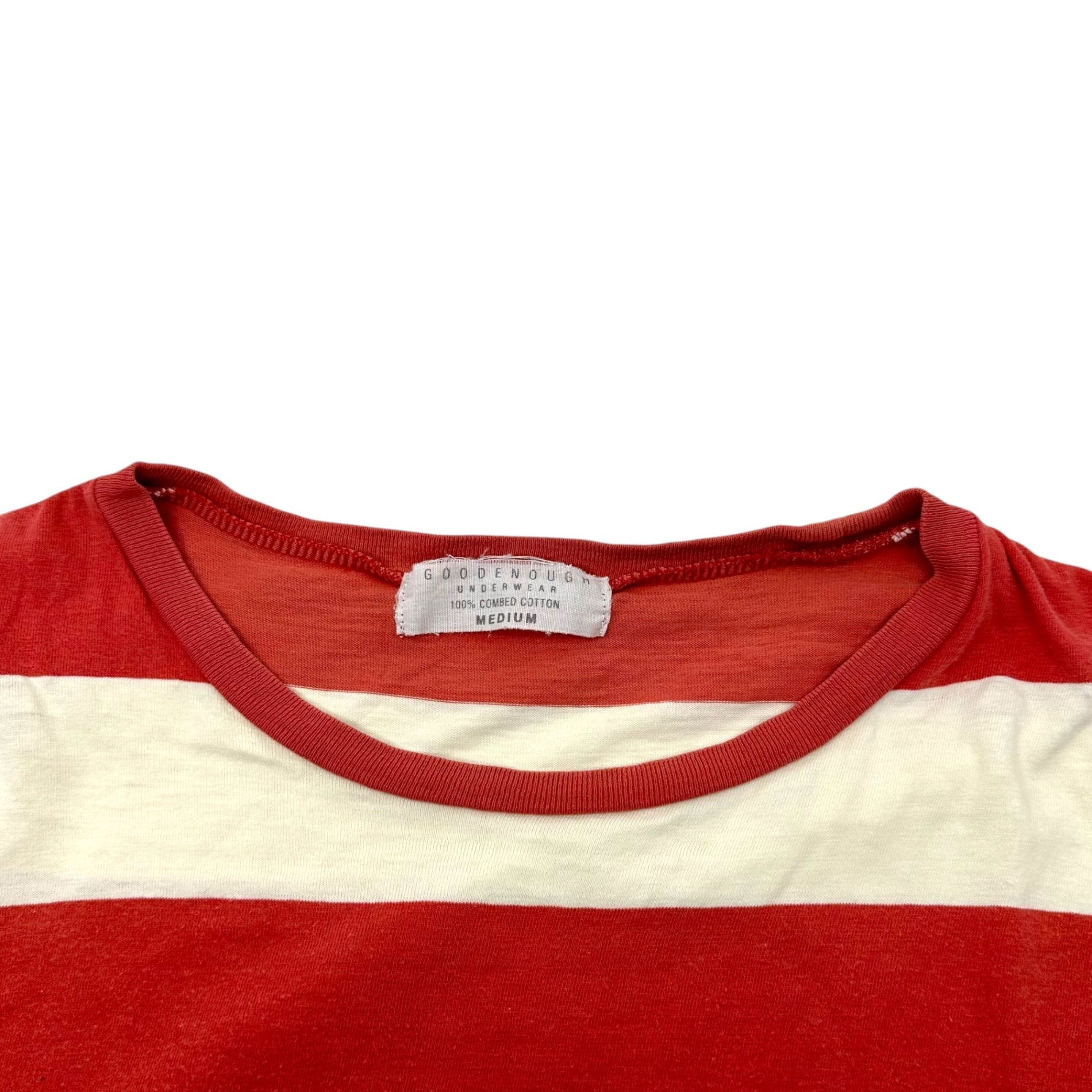 GOODENOUGH(グッドイナフ) 90's striped crew neck T-shirt 90年代 ボーダー クルーネック Tシャツ M ホワイト×ピンク